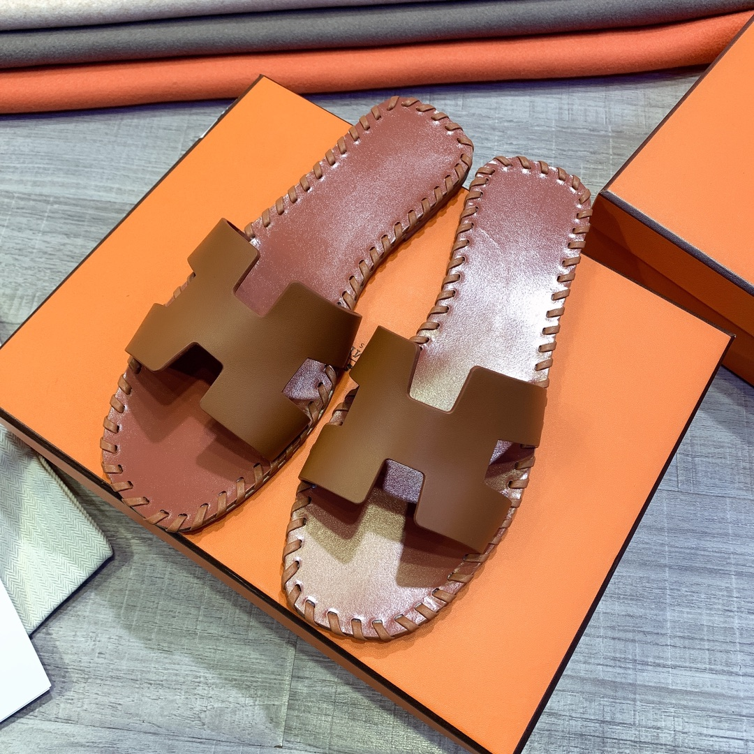 Hermes Leather Oran Sandals - DopestKickz