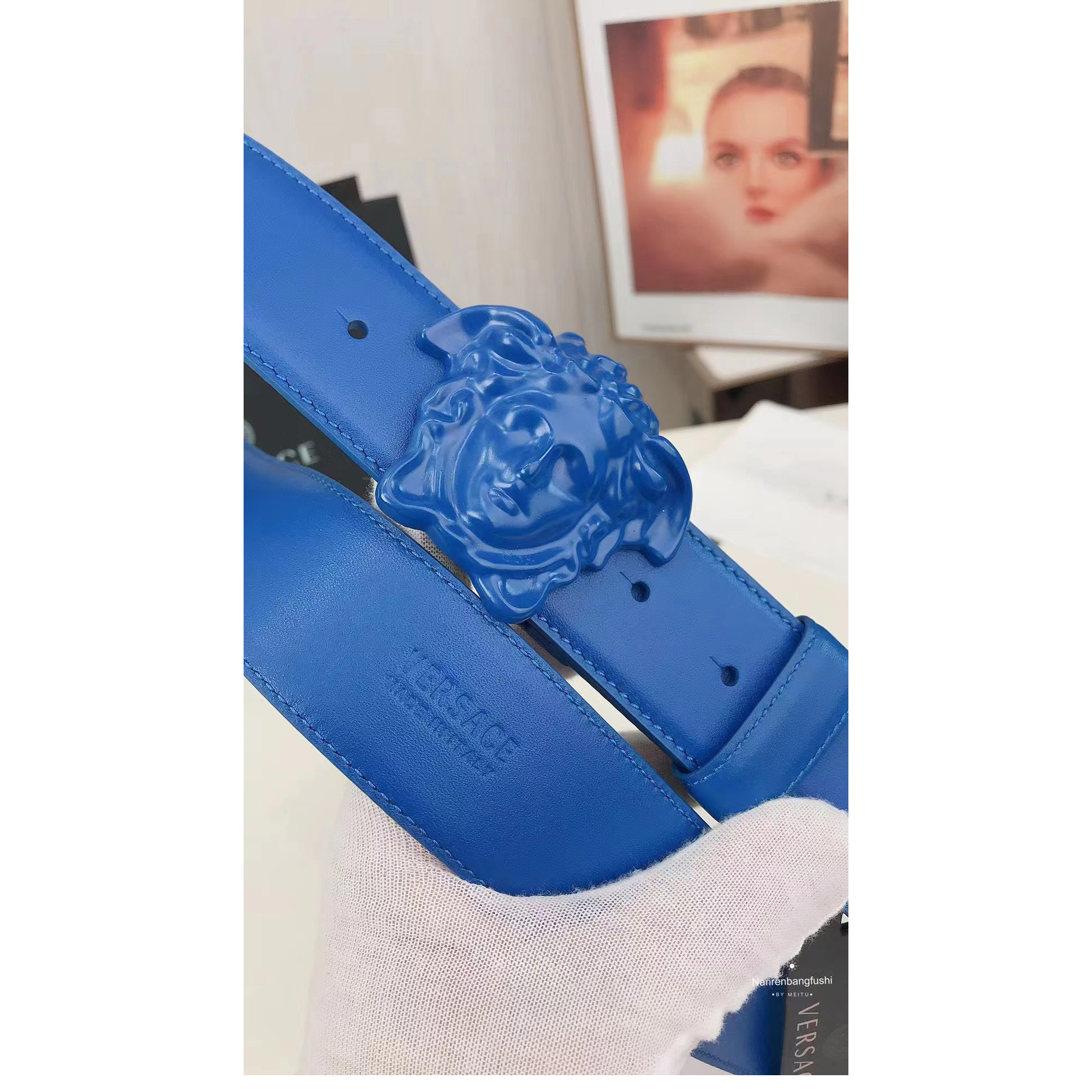 Versace Medusa Head Mens Fashion Blue Belt - DopestKickz