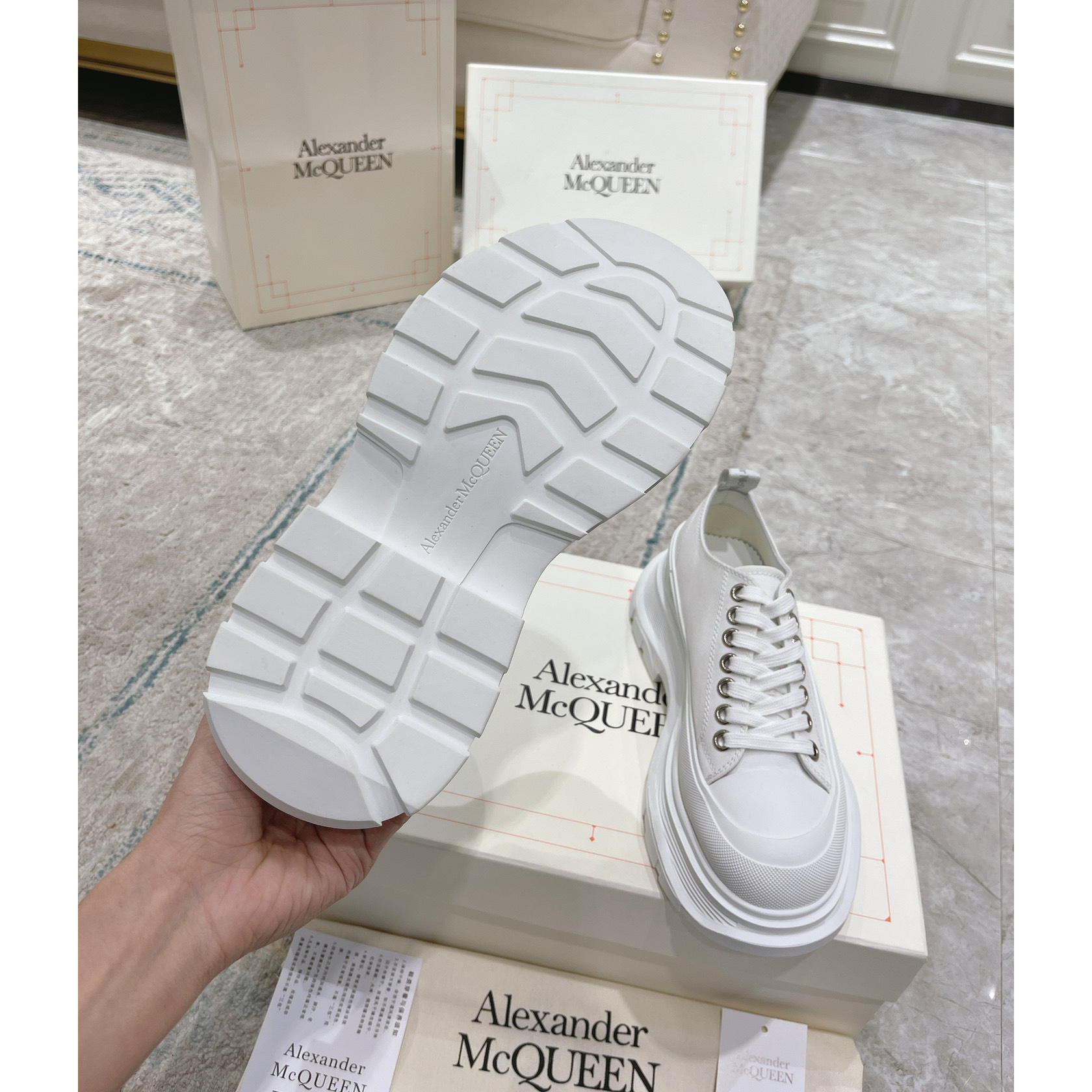 Alexander Mqueen Tread Slick Platform Low Sneakers - DopestKickz