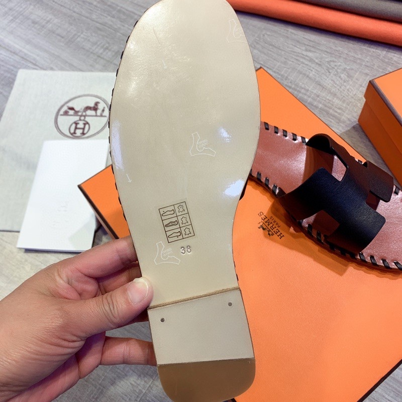 Hermes Leather Oran Sandals - DopestKickz