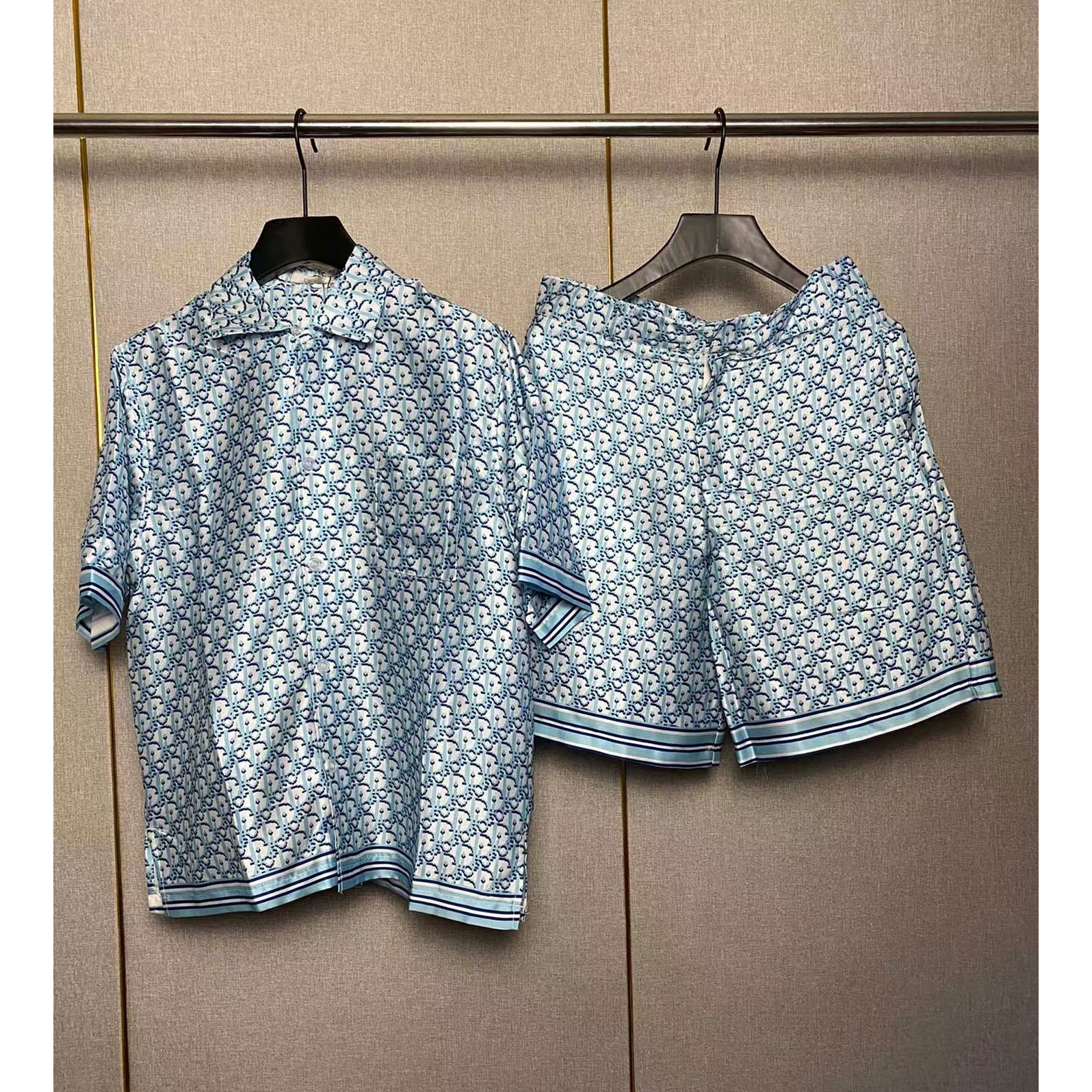 Dior Oblique Pixel Short-Sleeved Shirt And Shorts - DopestKickz