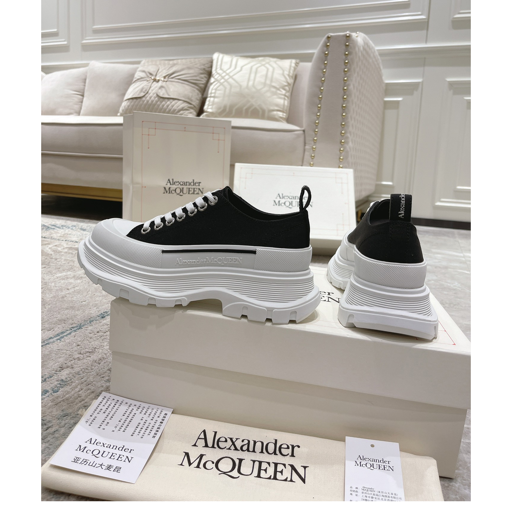 Alexander Mqueen Tread Slick Platform Low Sneakers - DopestKickz