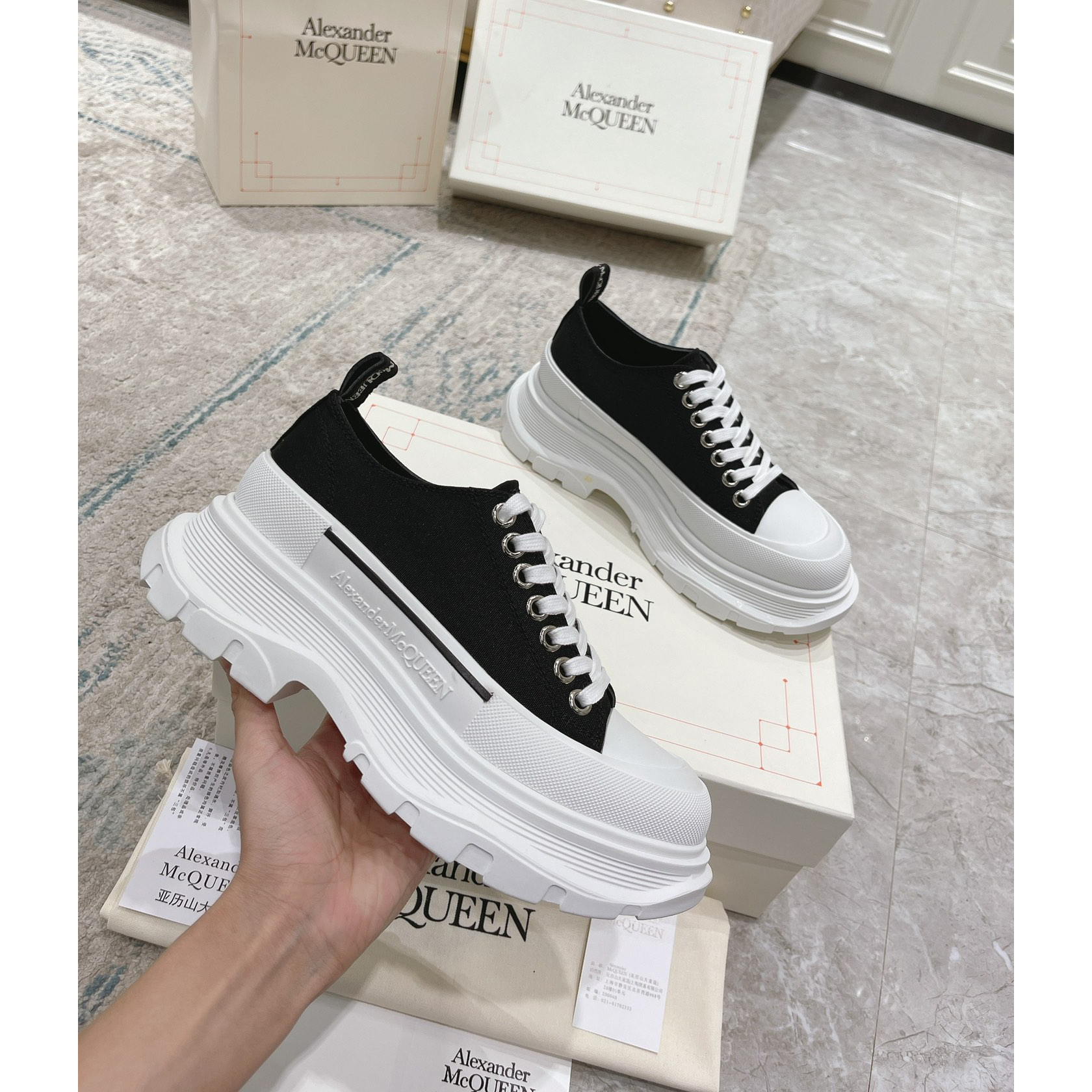 Alexander Mqueen Tread Slick Platform Low Sneakers - DopestKickz