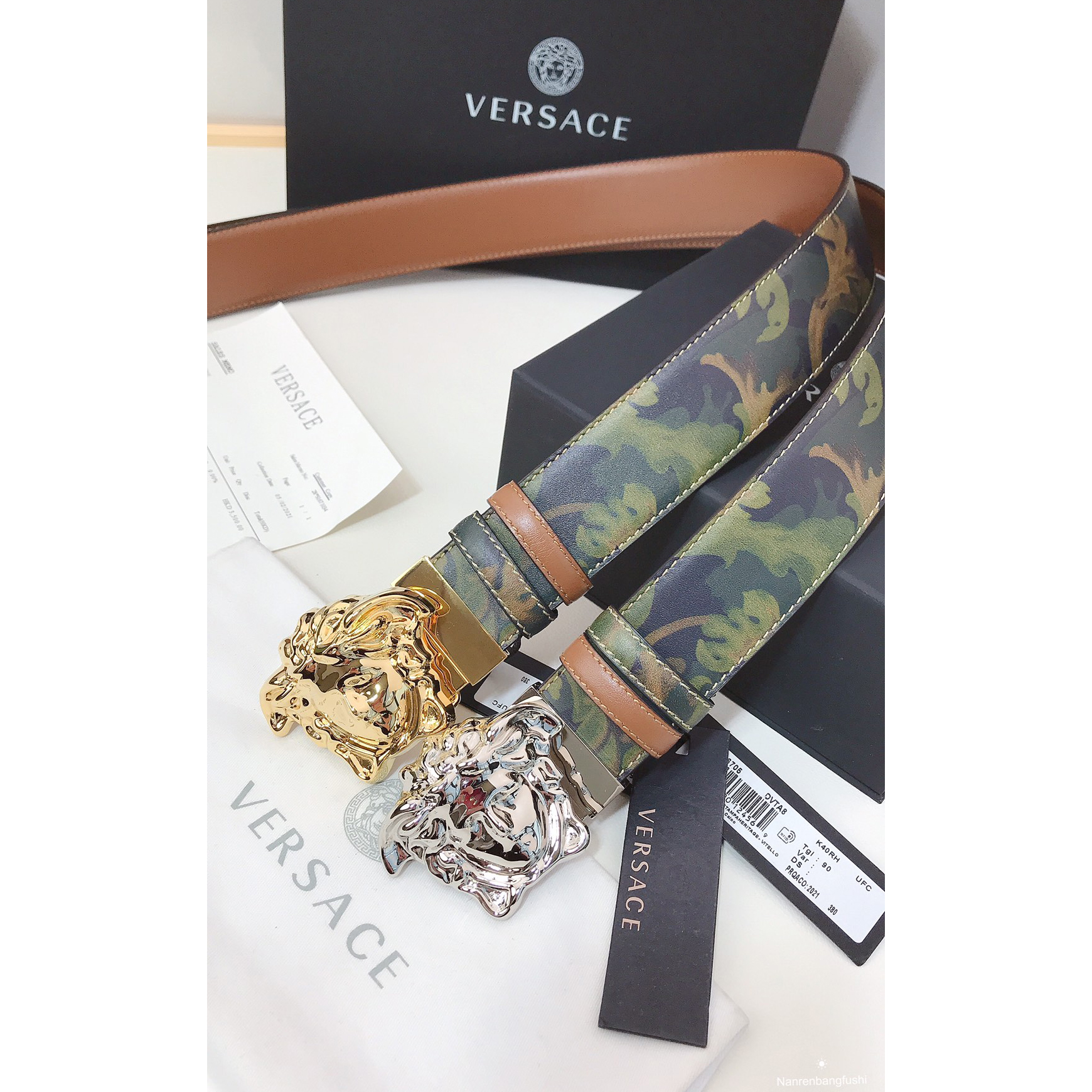 Versace Barocco Print Palazzo 40 MM Belt  - DopestKickz