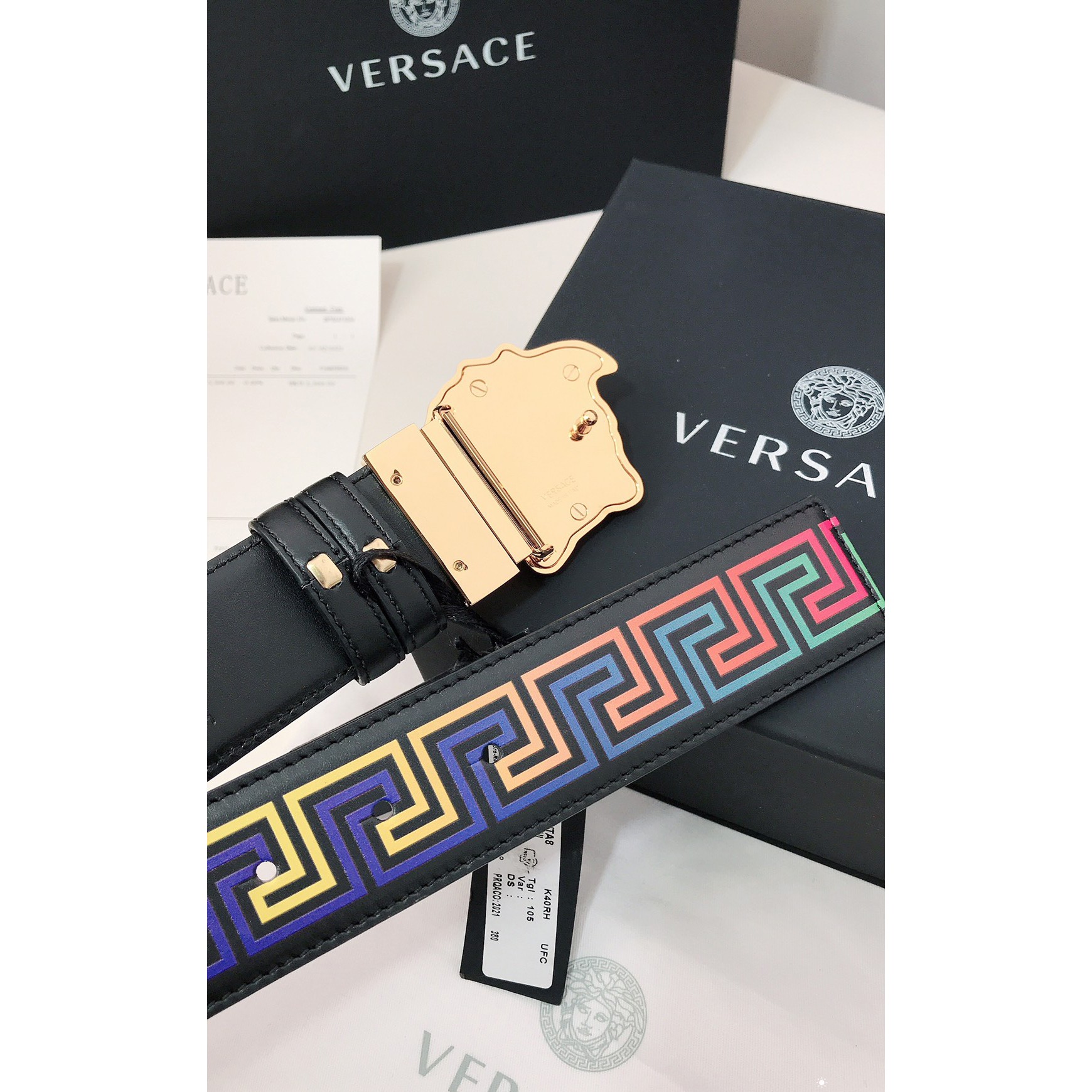 Versace Barocco Print Palazzo 40 MM Belt  - DopestKickz