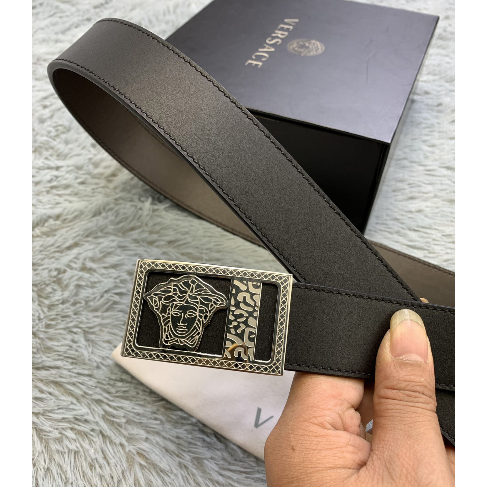 Versace Medusa Head Leather Belt  35mm - DopestKickz