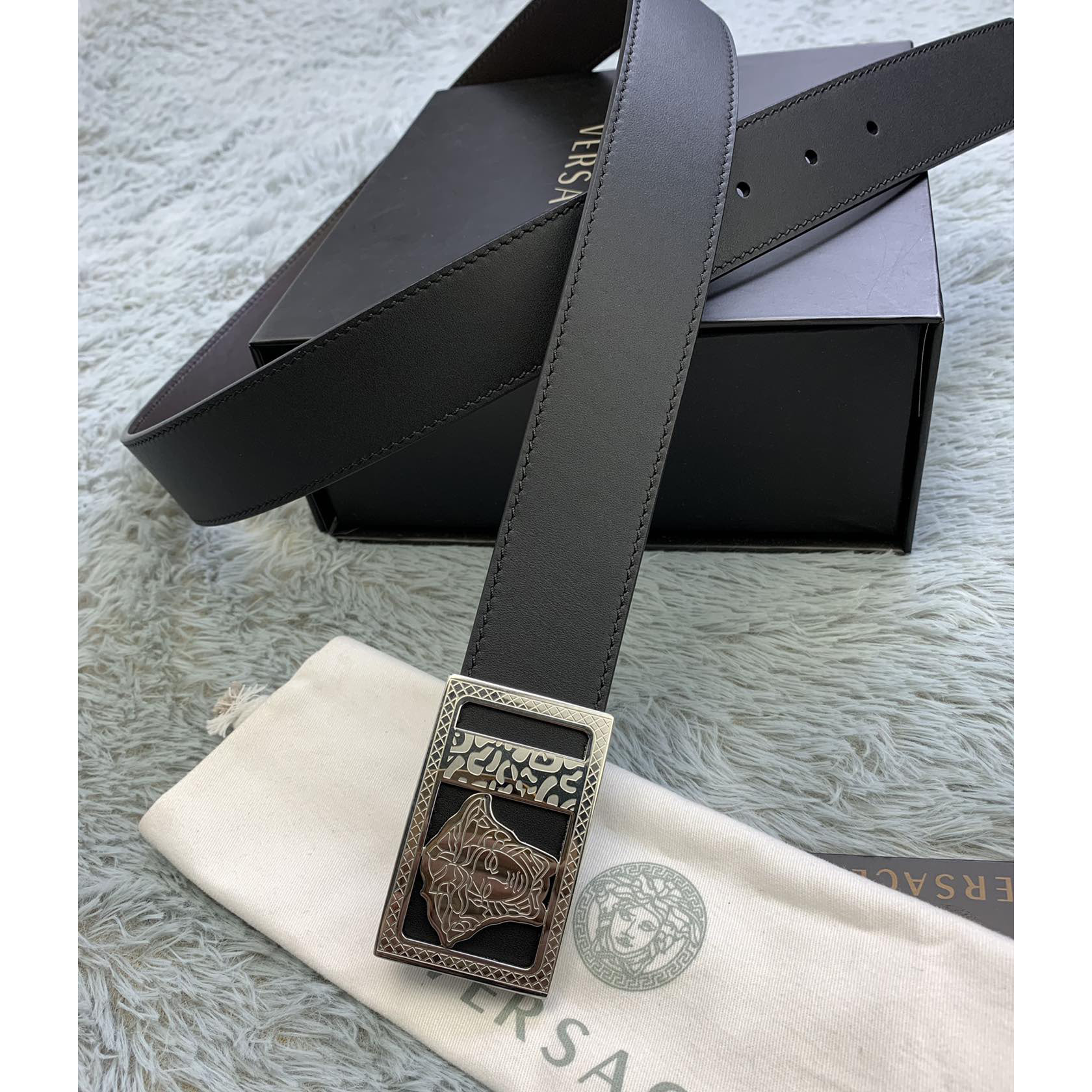 Versace Medusa Head Leather Belt  35mm - DopestKickz