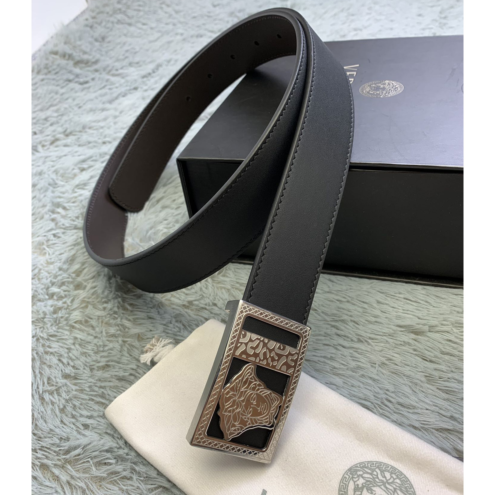 Versace Medusa Head Leather Belt  35mm - DopestKickz