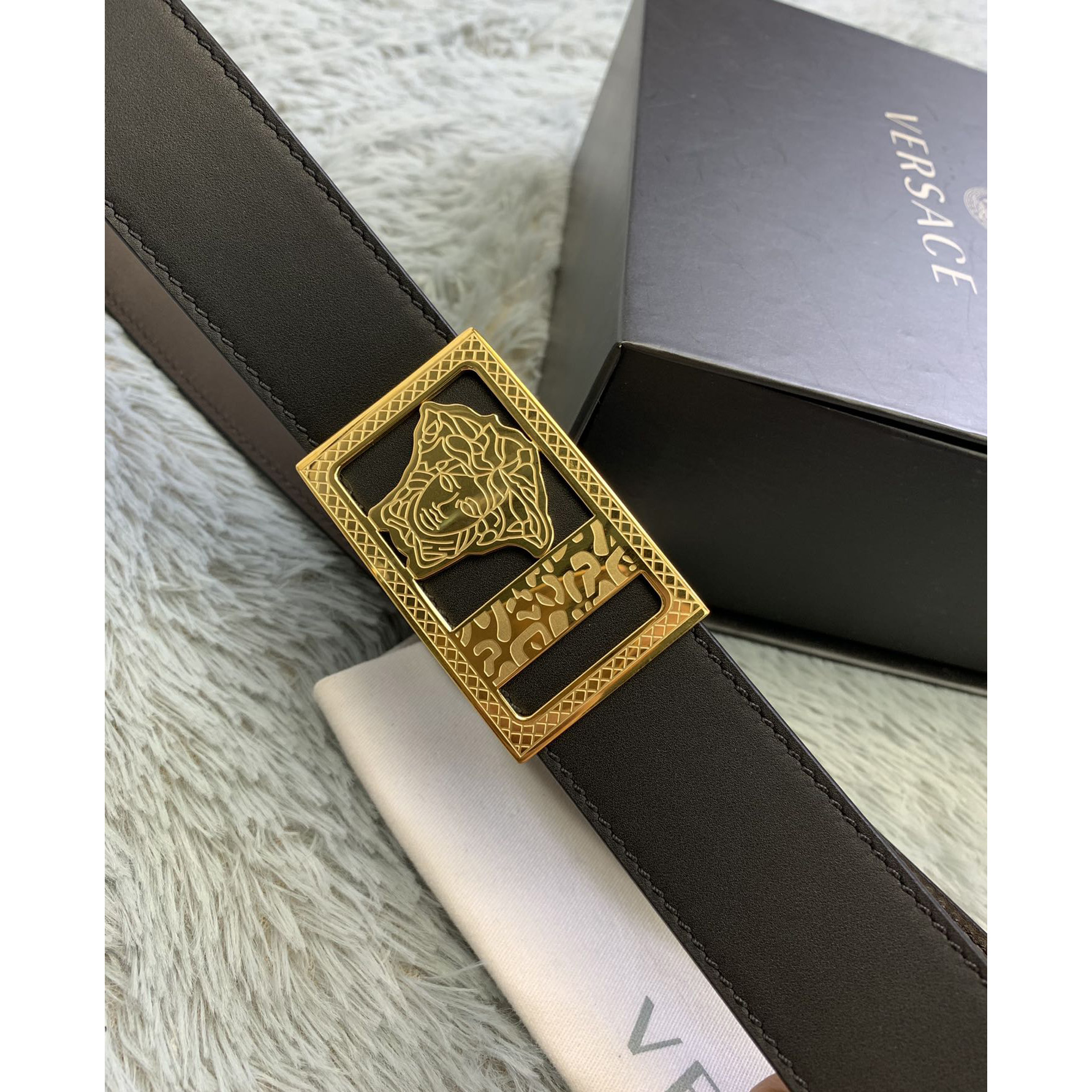 Versace Medusa Head Leather Belt  35mm - DopestKickz