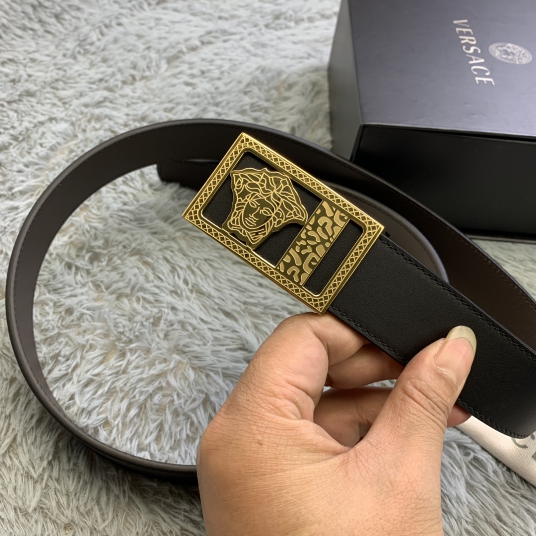 Versace Medusa Head Leather Belt  35mm - DopestKickz