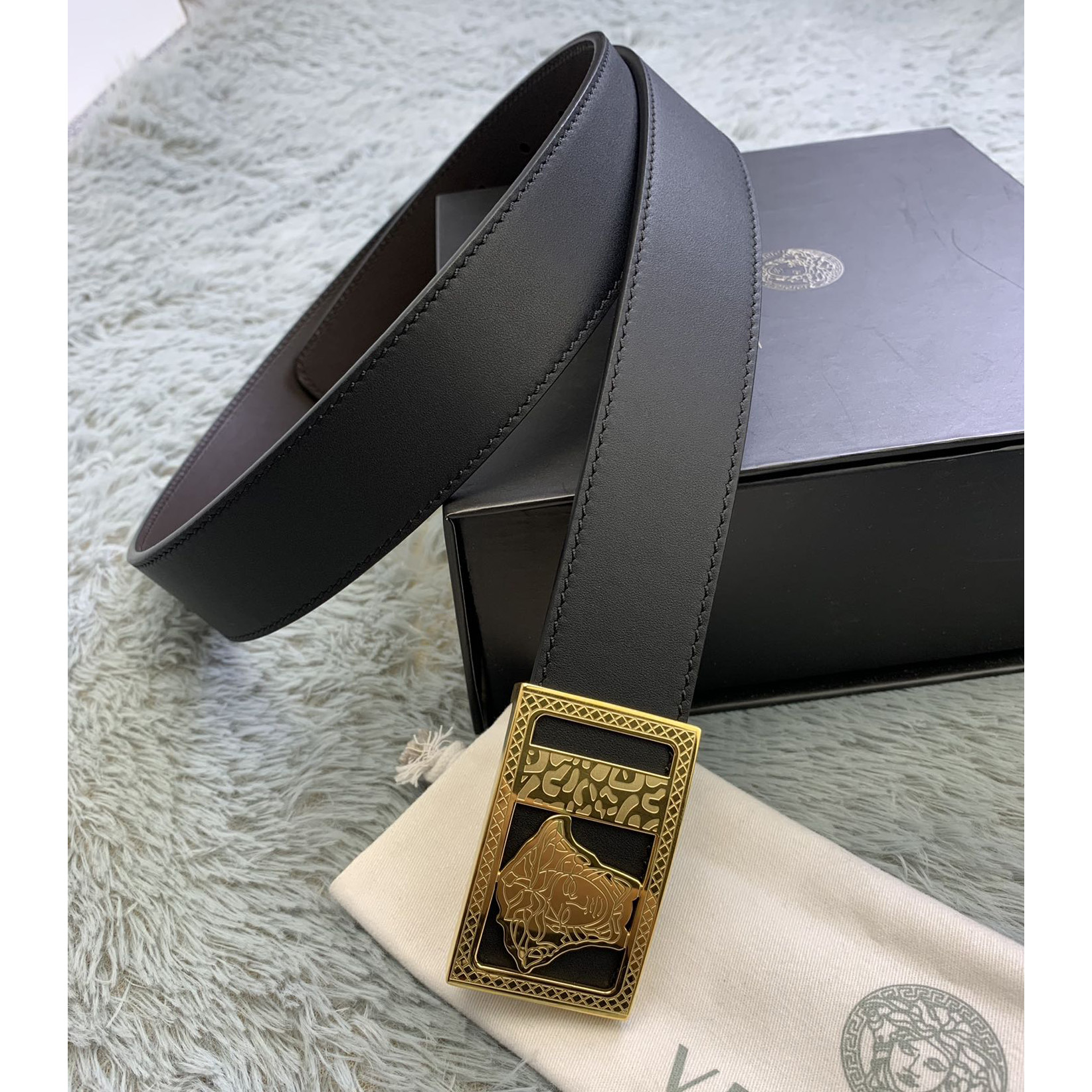 Versace Medusa Head Leather Belt  35mm - DopestKickz