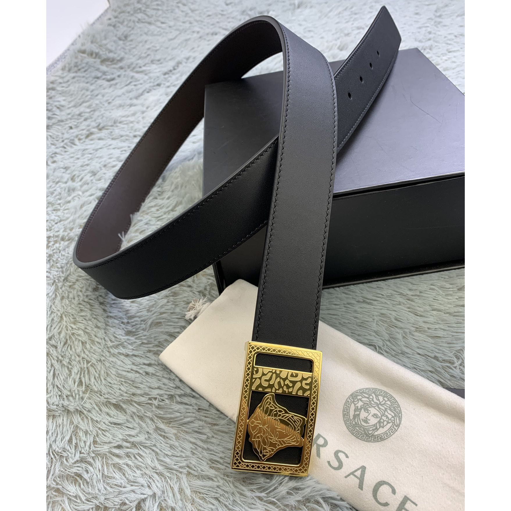 Versace Medusa Head Leather Belt  35mm - DopestKickz