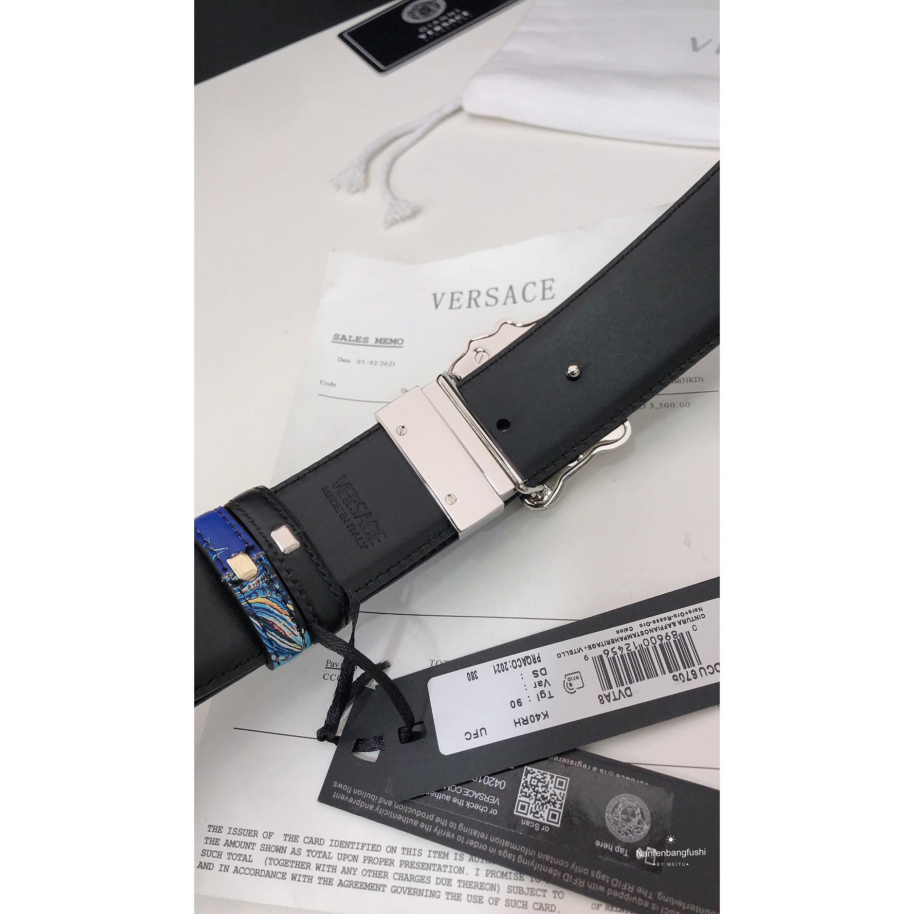 Versace Marine Organism Print 40 MM Belt  - DopestKickz