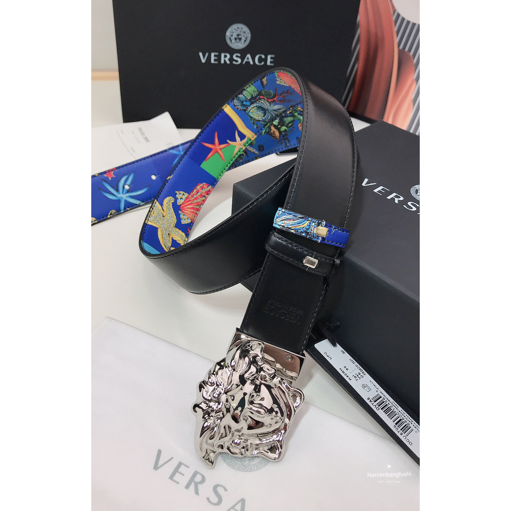 Versace Marine Organism Print 40 MM Belt  - DopestKickz