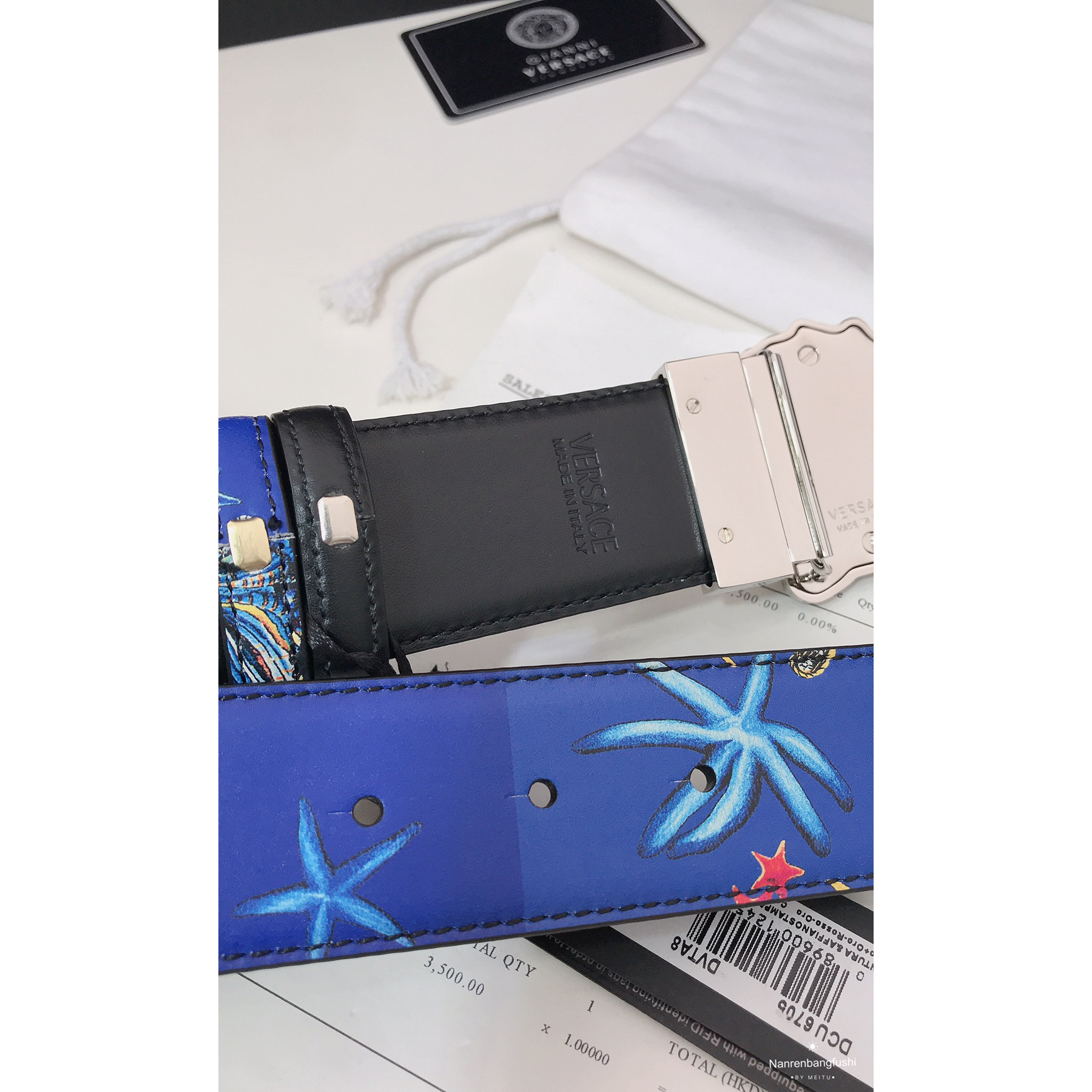 Versace Marine Organism Print 40 MM Belt  - DopestKickz