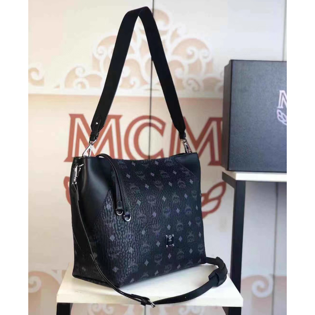 MCM Monogram Print Tote Bag(28-25-14cm) - DopestKickz