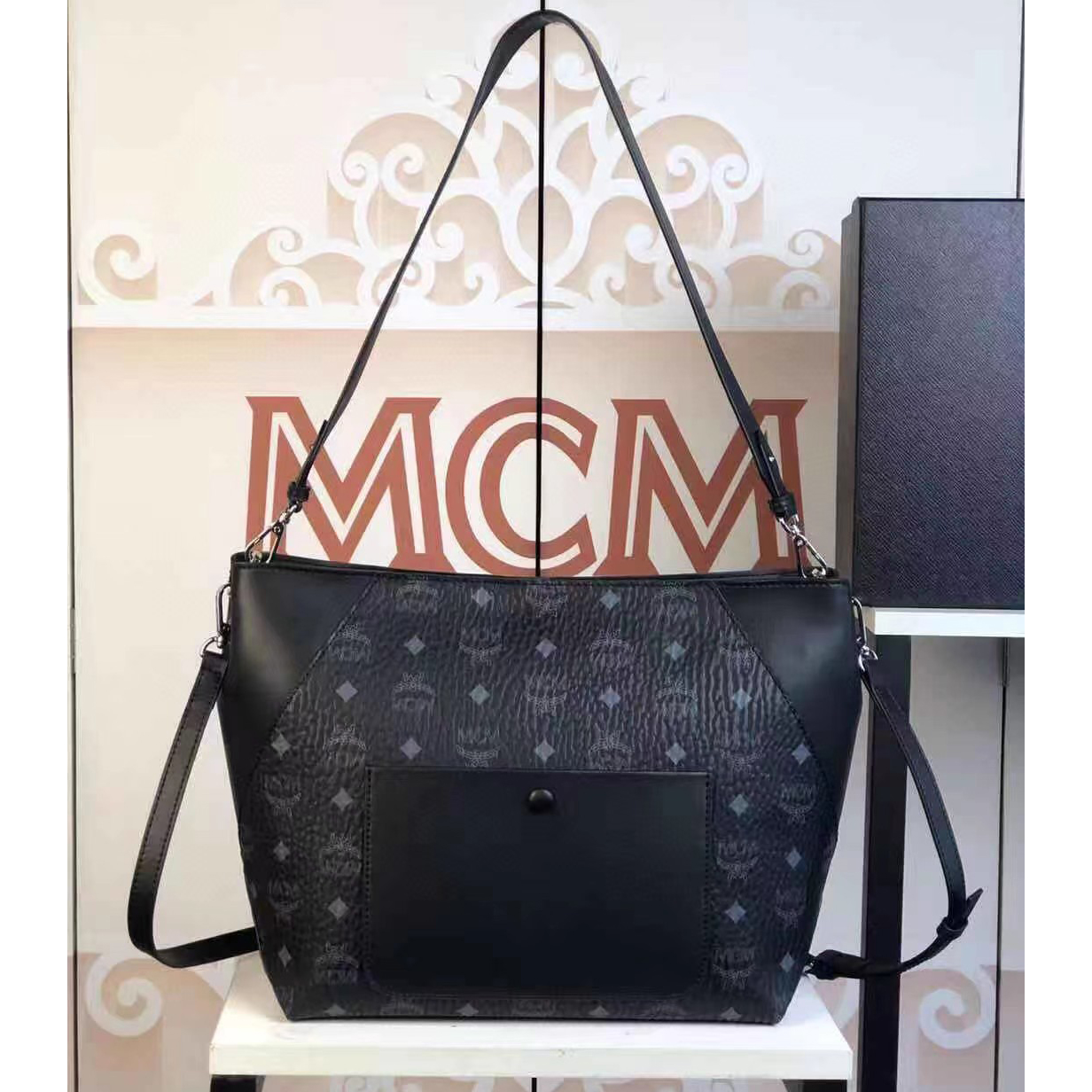 MCM Monogram Print Tote Bag(28-25-14cm) - DopestKickz