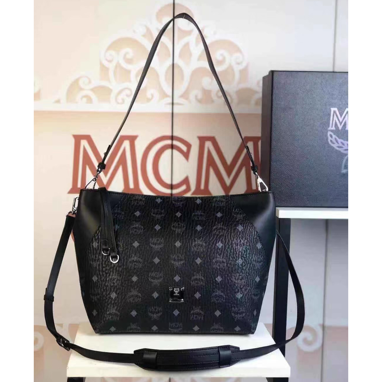 MCM Monogram Print Tote Bag(28-25-14cm) - DopestKickz