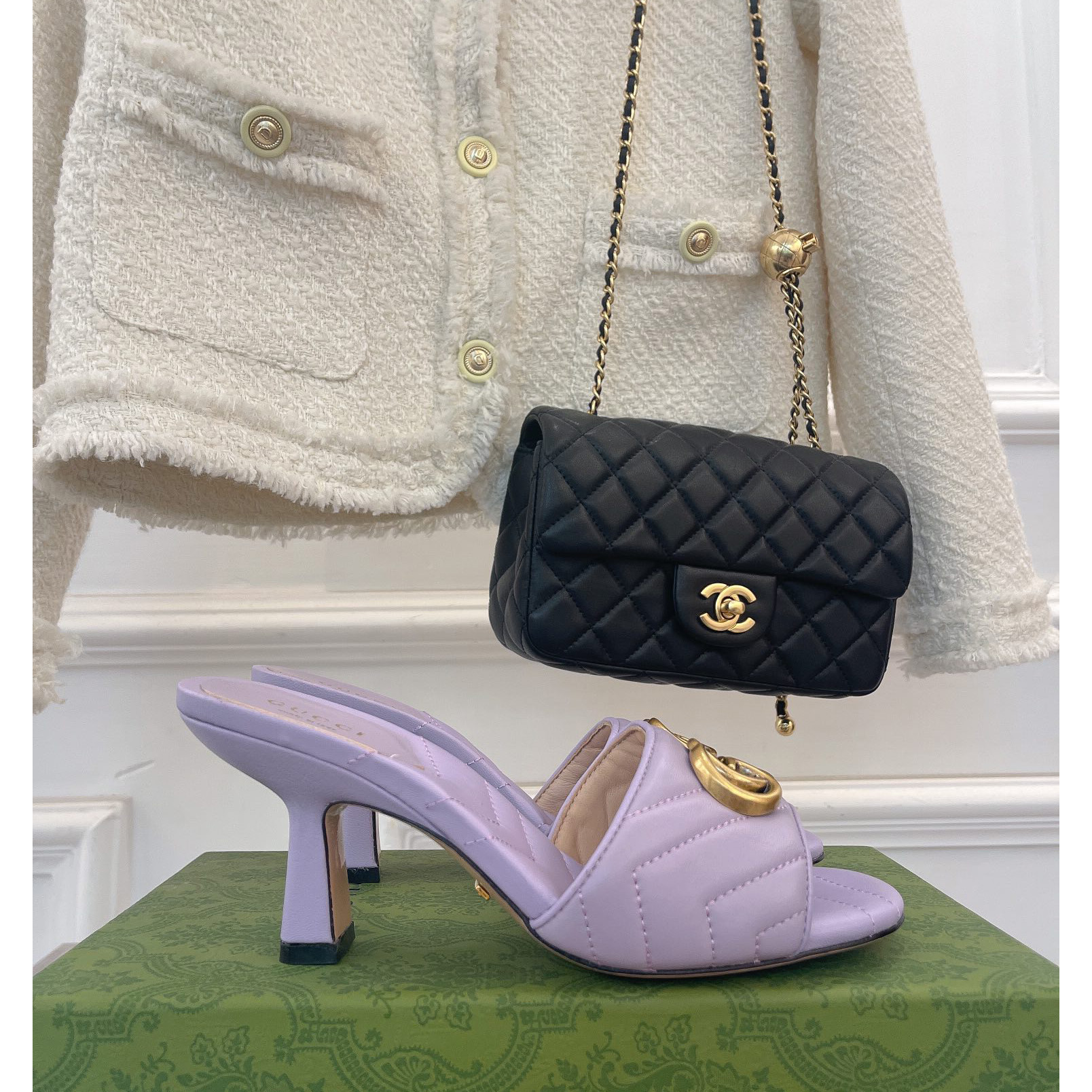 Gucci Women's Double G Slide Sandal With Heel Height Of 7.5cm - DopestKickz