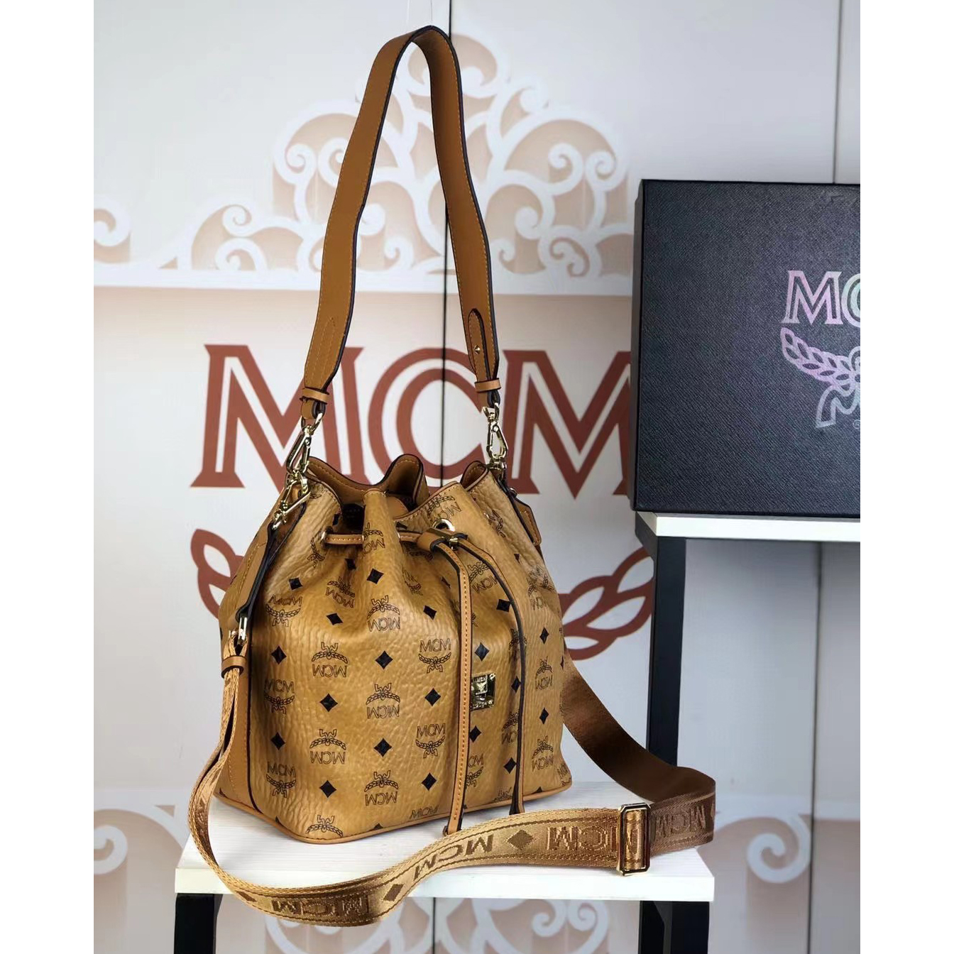 MCM Dessau Drawstring Bag In Visetos(24-25-15CM) - DopestKickz