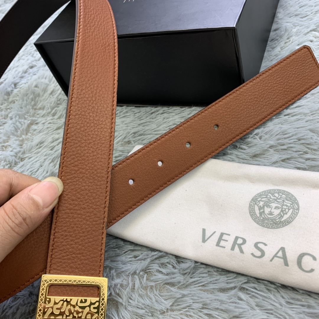 Versace Medusa Head Leather Belt  35mm - DopestKickz