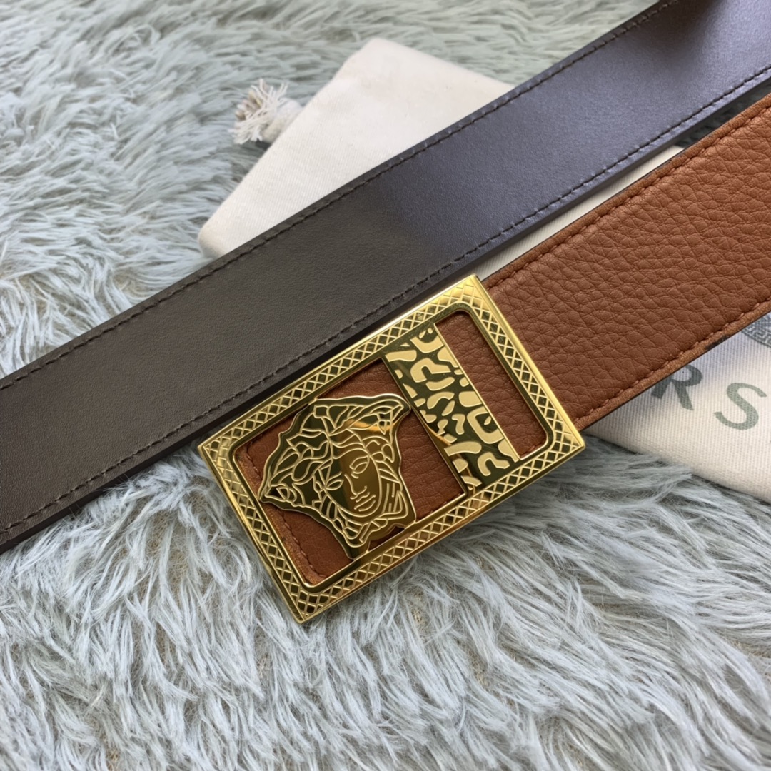 Versace Medusa Head Leather Belt  35mm - DopestKickz