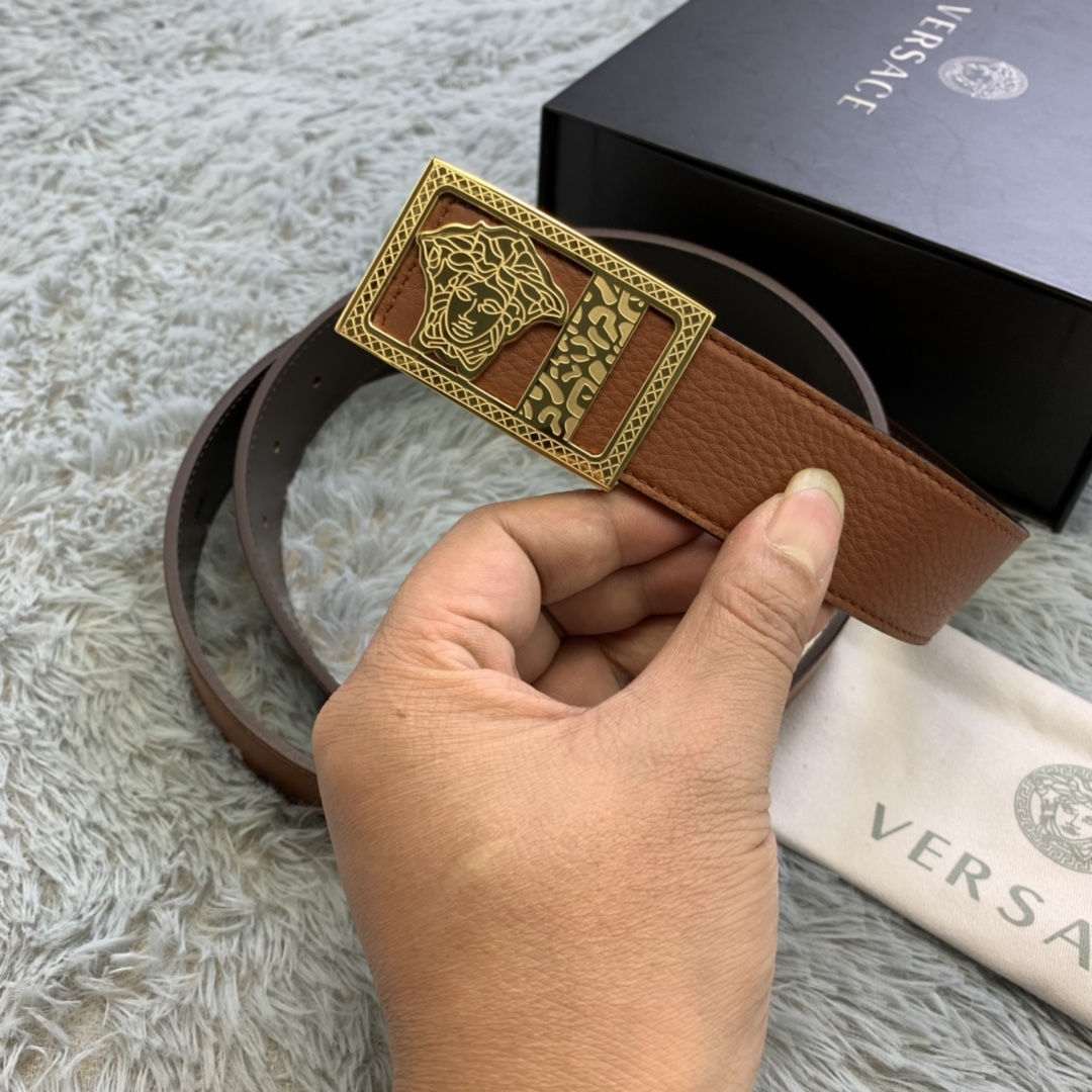 Versace Medusa Head Leather Belt  35mm - DopestKickz