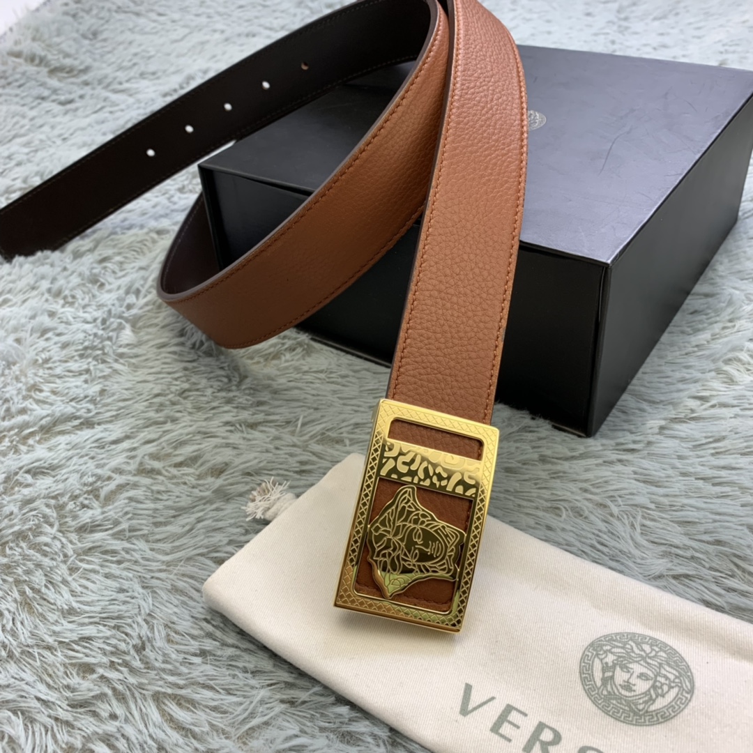 Versace Medusa Head Leather Belt  35mm - DopestKickz