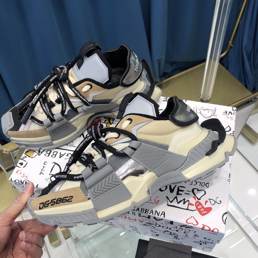 Dolce & Gabbana Mixed-Material Space Sneakers - DopestKickz