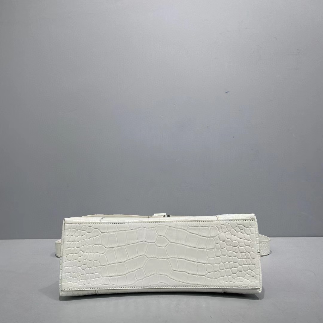 Balenciaga Women's Downtown Small Shoulder Bag Crocodile Embossed In White（29-18-10CM） - DopestKickz