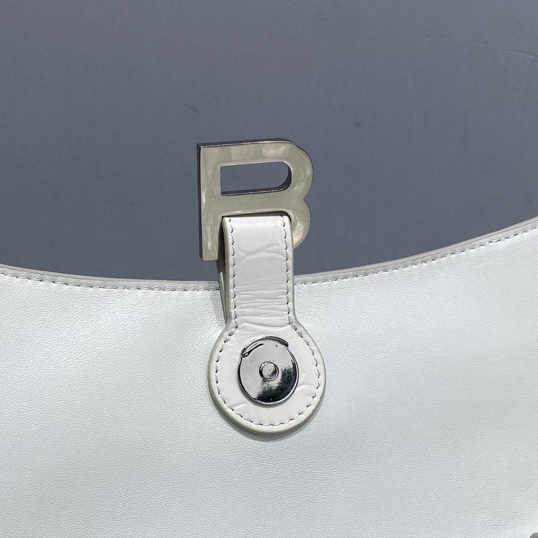 Balenciaga Women's Downtown Small Shoulder Bag Crocodile Embossed In White（29-18-10CM） - DopestKickz