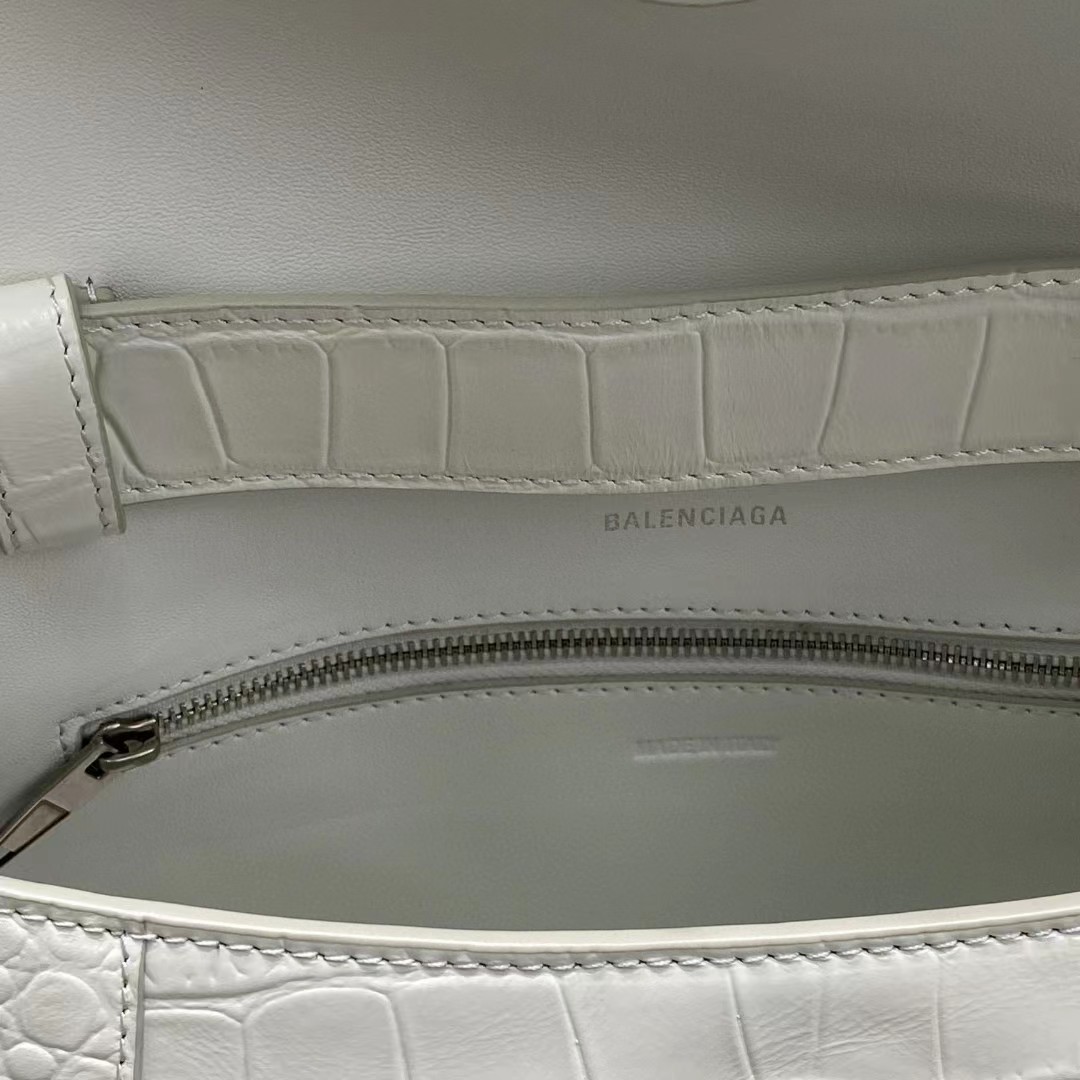 Balenciaga Women's Downtown Small Shoulder Bag Crocodile Embossed In White（29-18-10CM） - DopestKickz