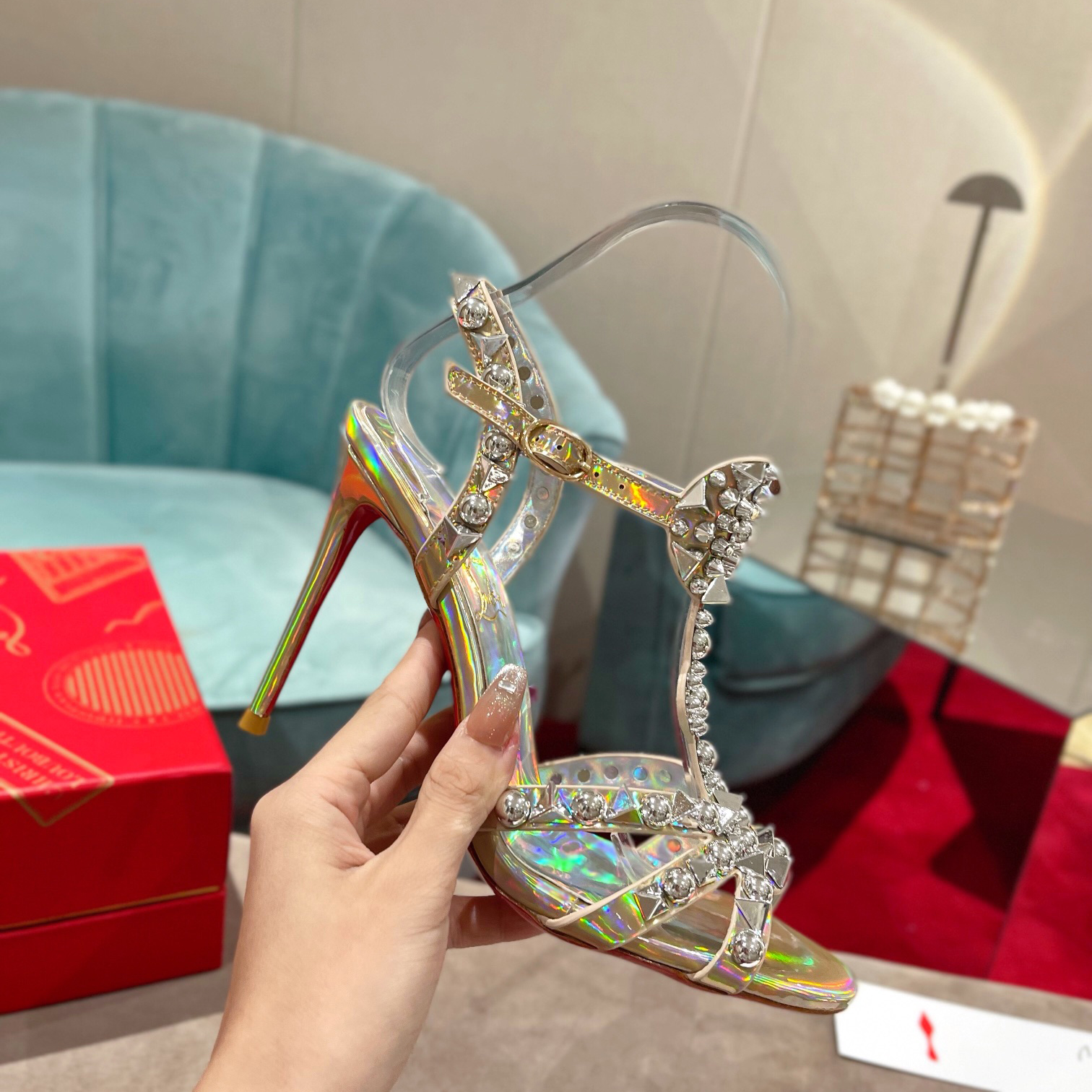 Christian Louboutin Silver Sandal（10cm Heel Height） - DopestKickz