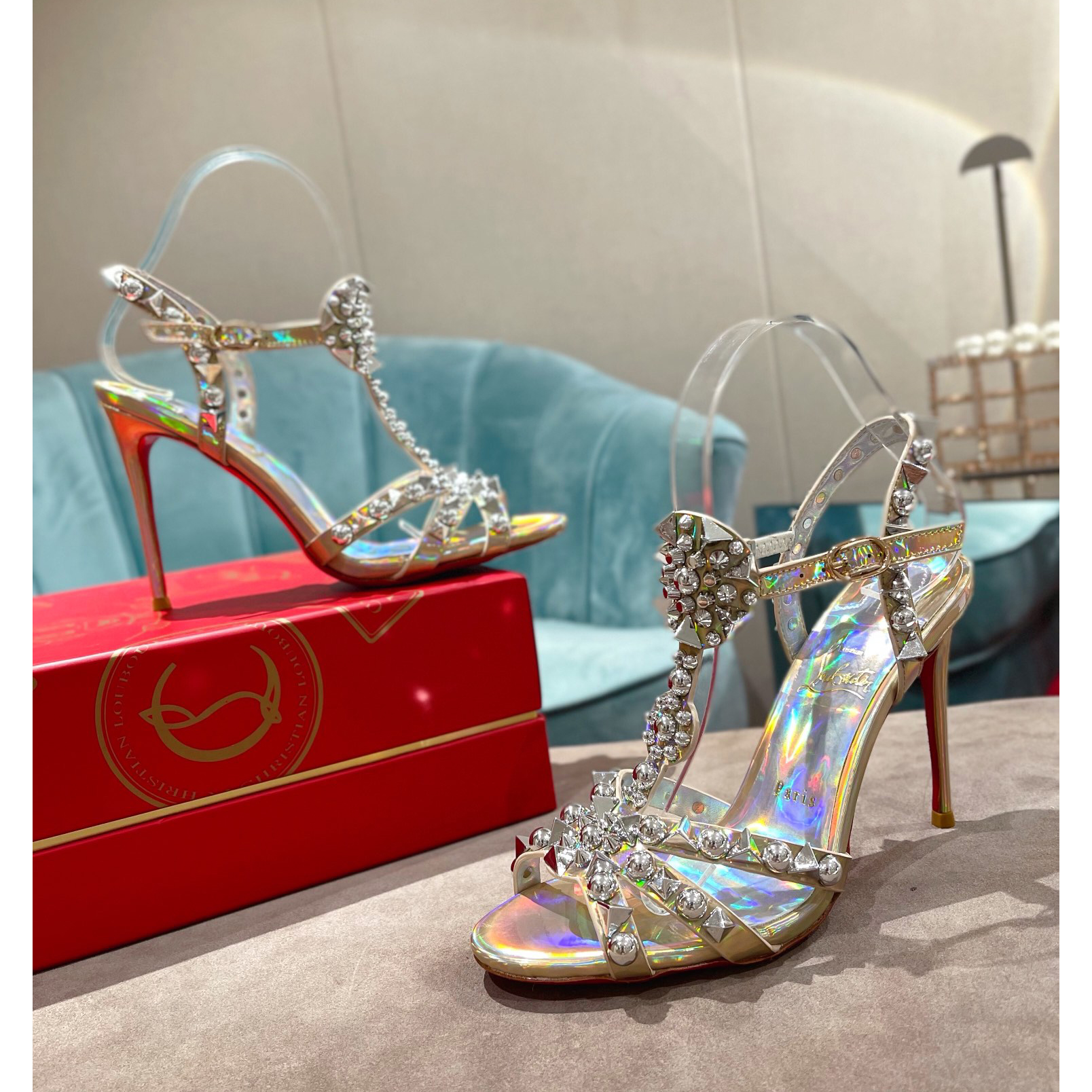 Christian Louboutin Silver Sandal（10cm Heel Height） - DopestKickz