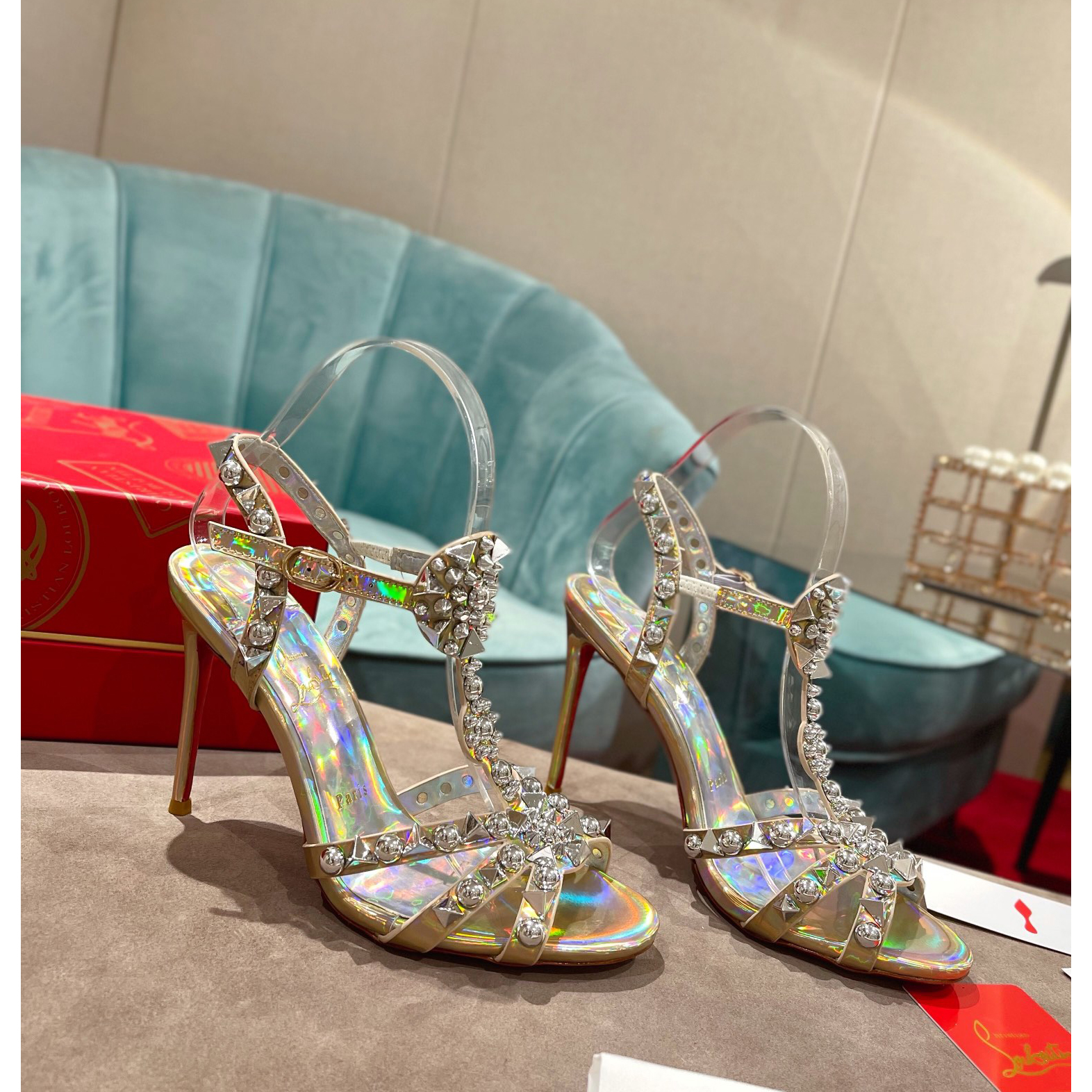 Christian Louboutin Silver Sandal（10cm Heel Height） - DopestKickz