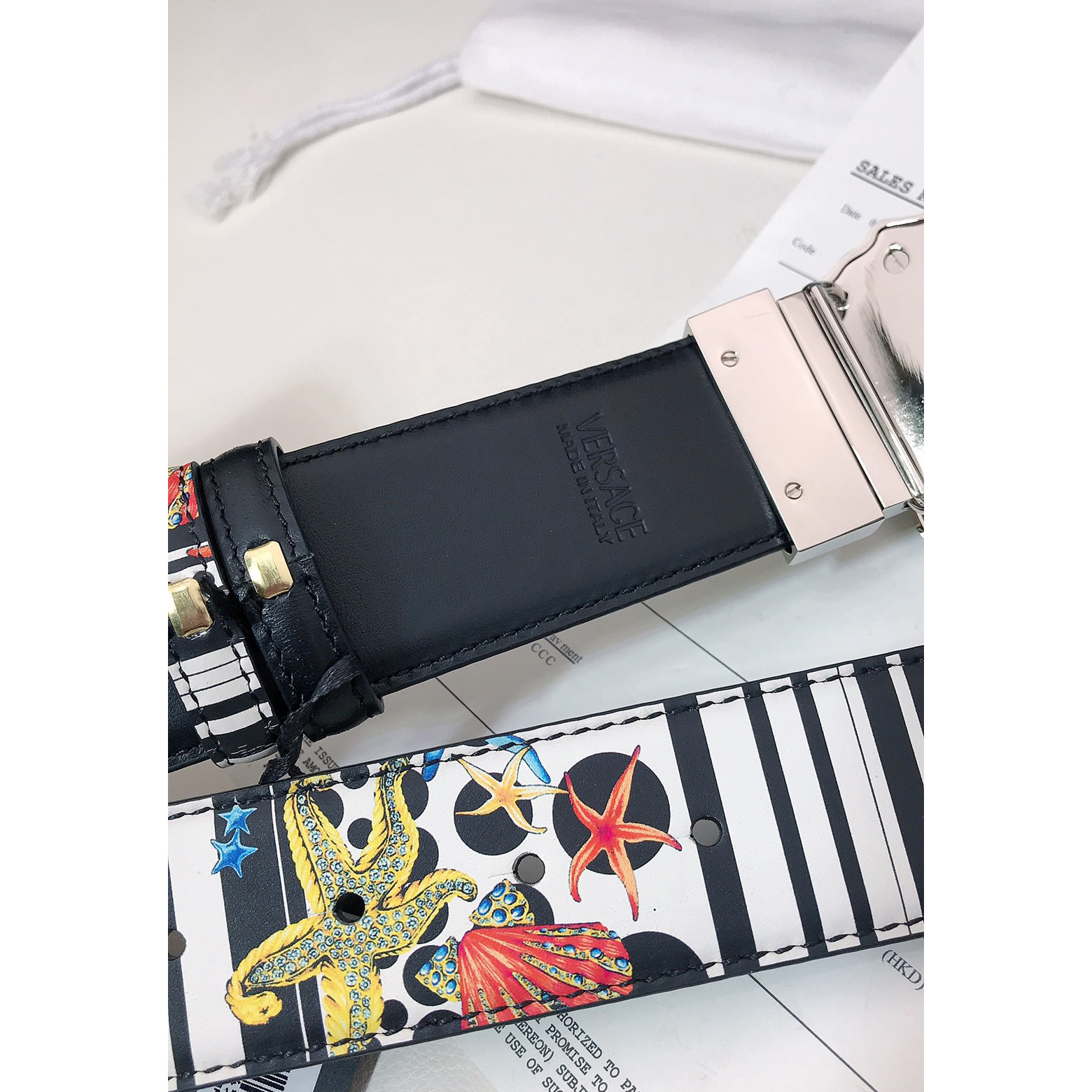 Versace Marine Organism Print 40 MM Belt  - DopestKickz