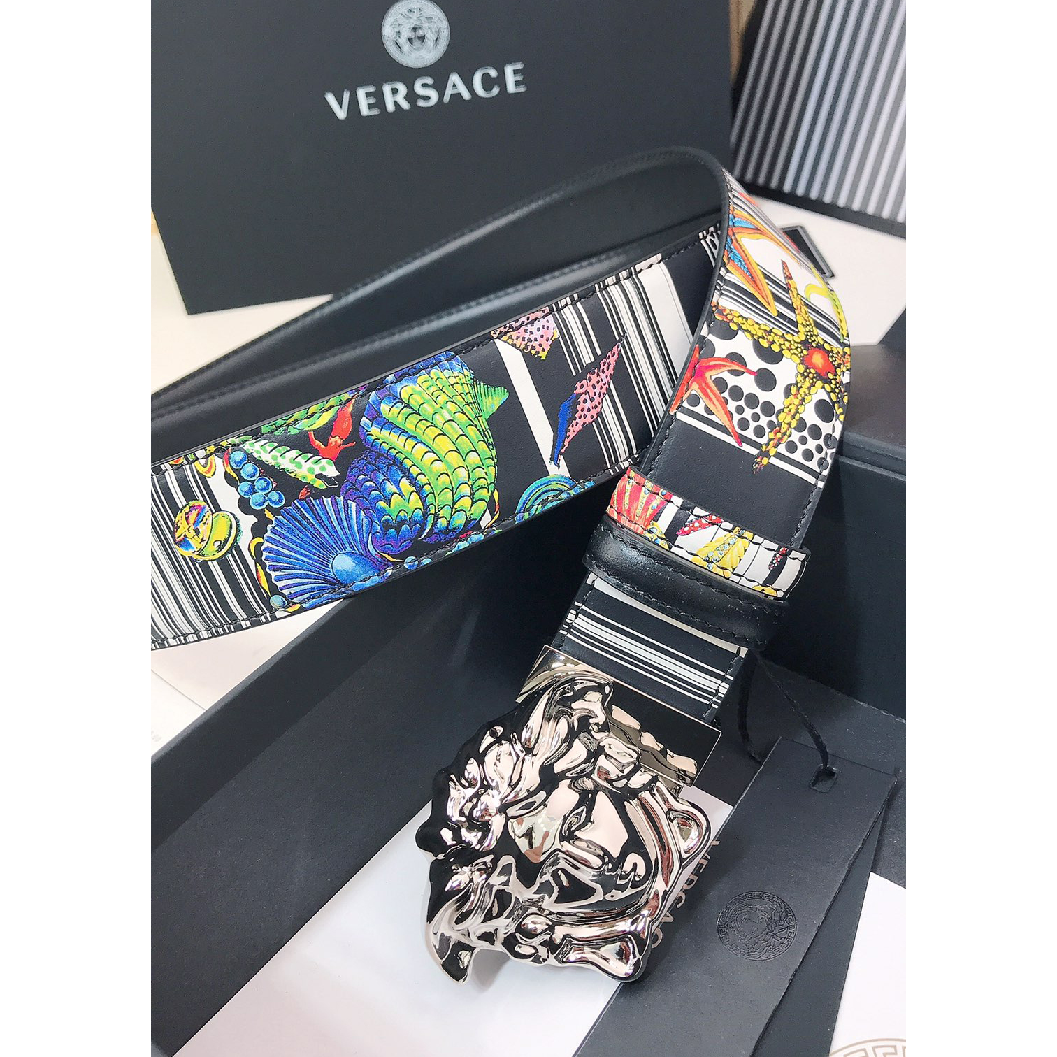 Versace Marine Organism Print 40 MM Belt  - DopestKickz