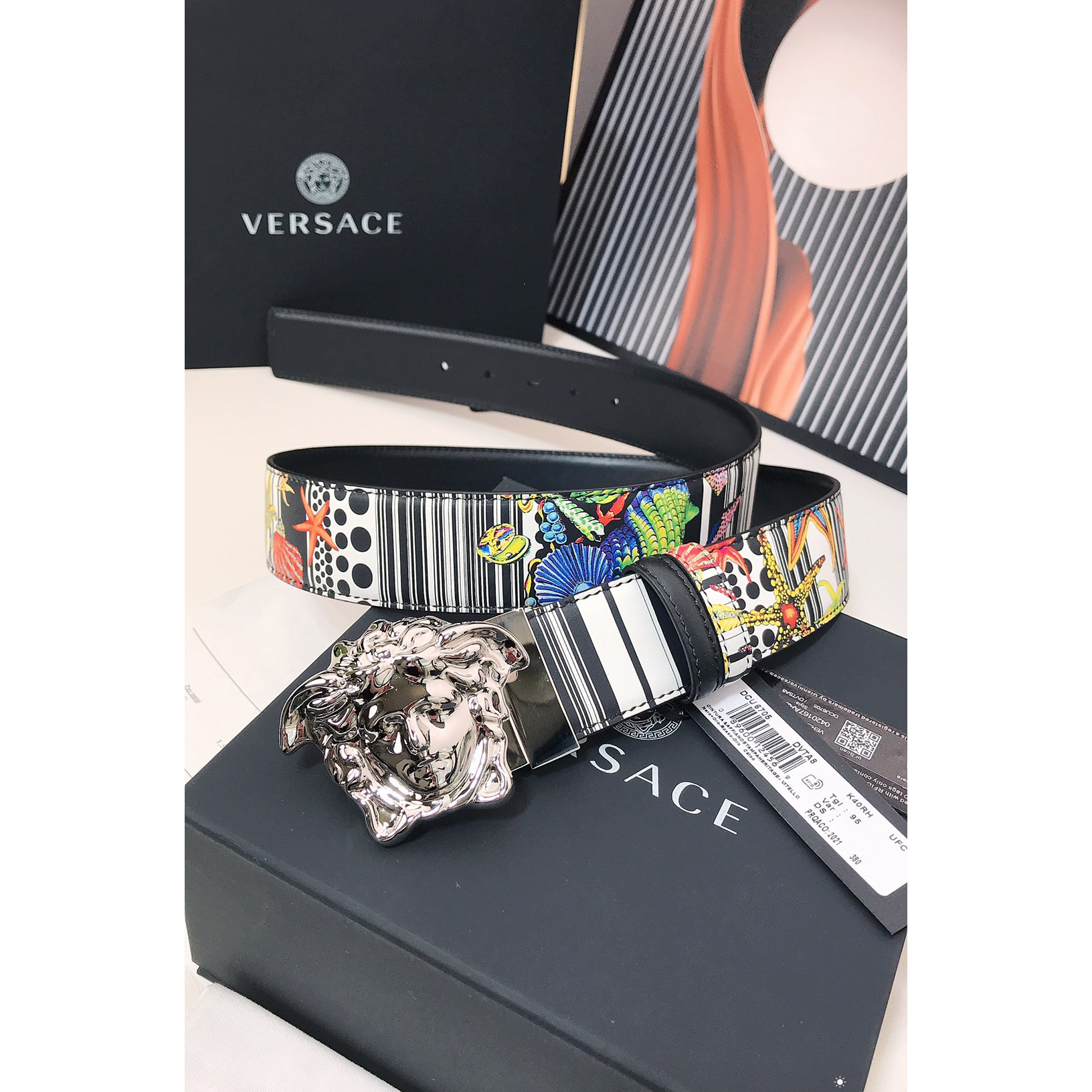 Versace Marine Organism Print 40 MM Belt  - DopestKickz