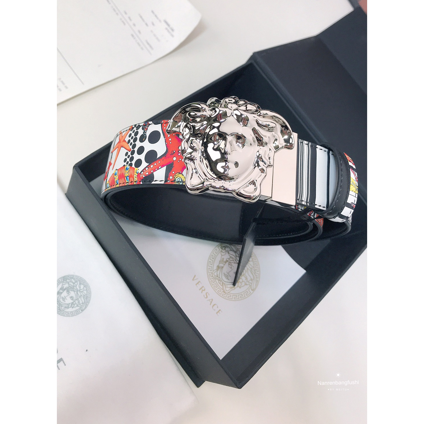 Versace Marine Organism Print 40 MM Belt  - DopestKickz