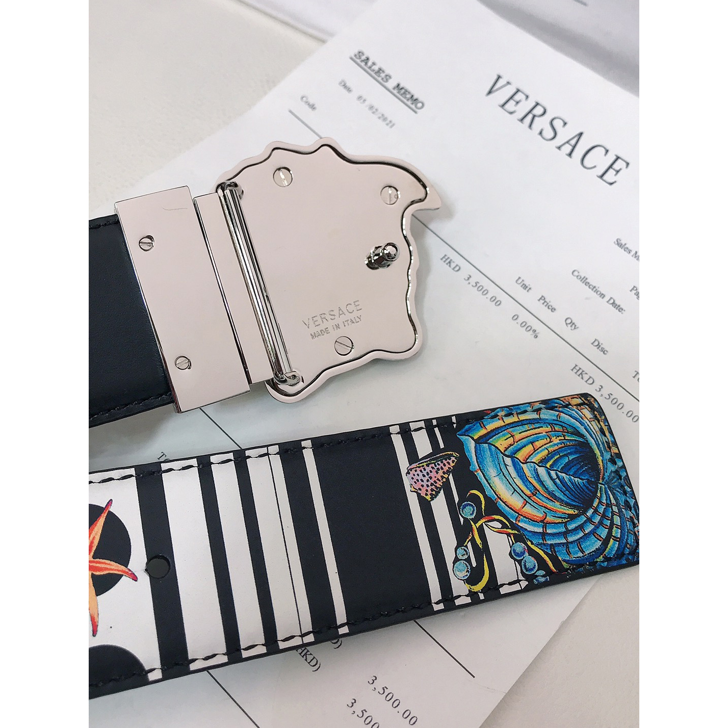 Versace Marine Organism Print 40 MM Belt  - DopestKickz