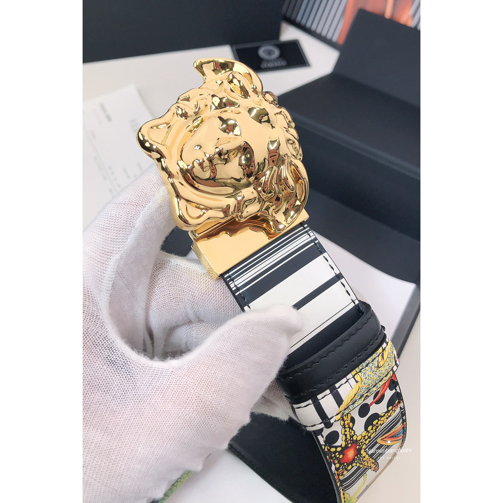 Versace Marine Organism Print 40 MM Belt  - DopestKickz