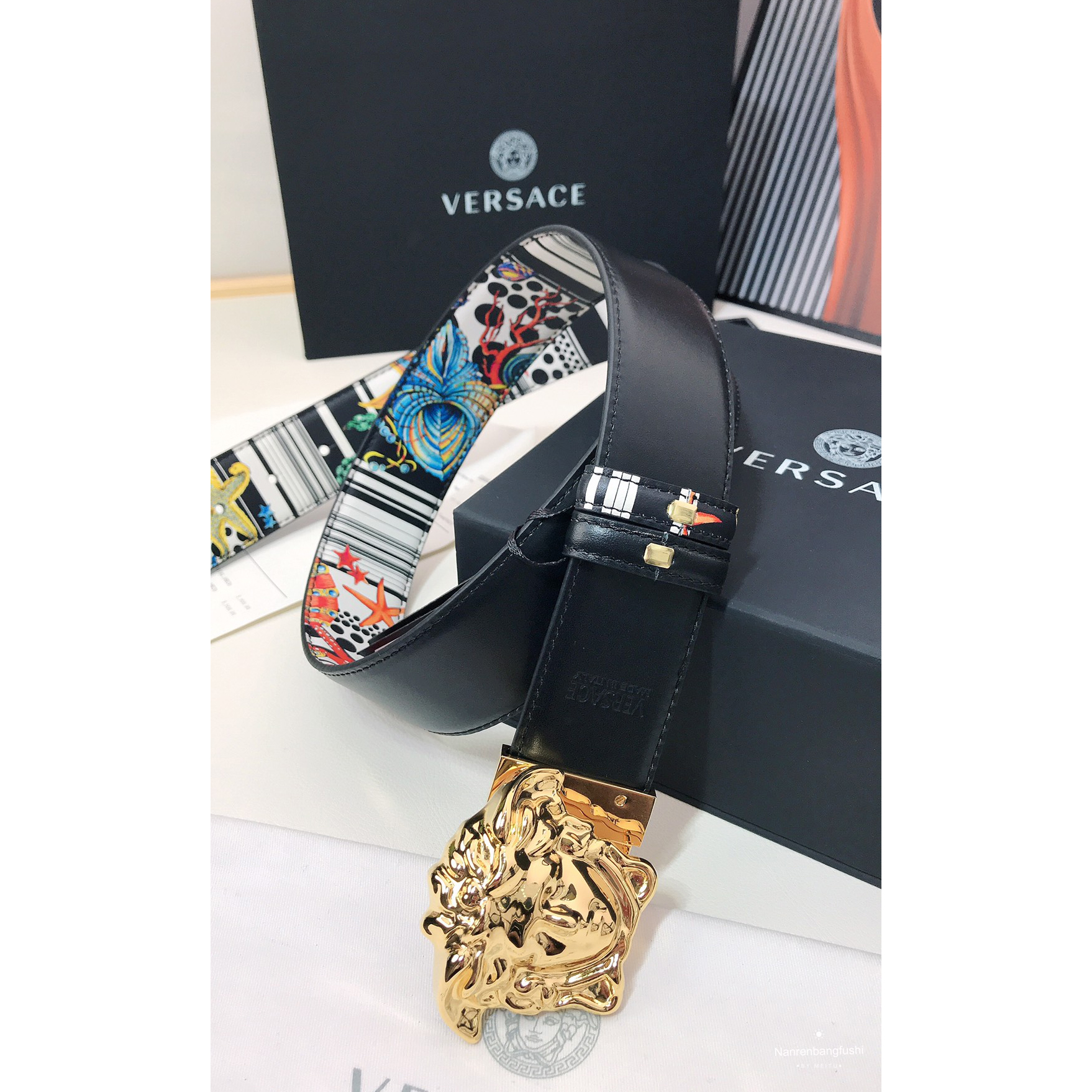 Versace Marine Organism Print 40 MM Belt  - DopestKickz