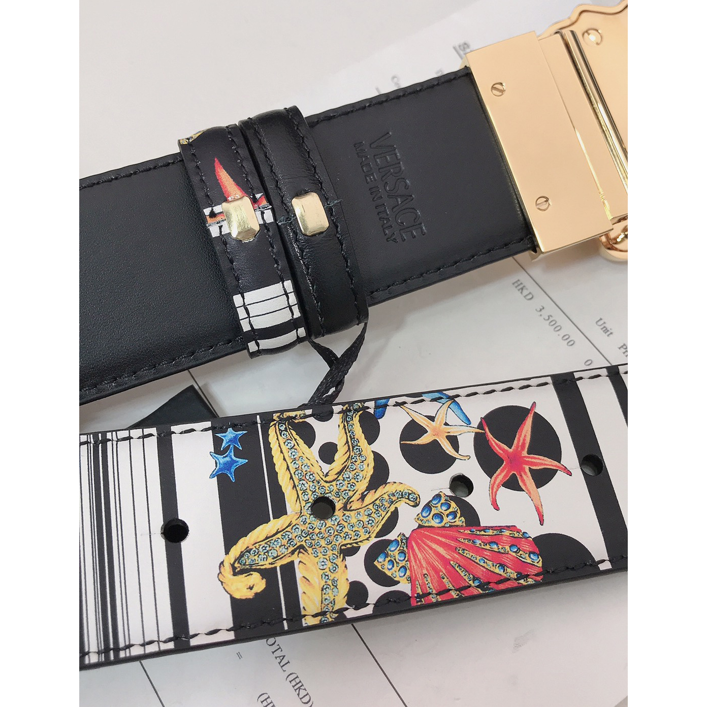 Versace Marine Organism Print 40 MM Belt  - DopestKickz