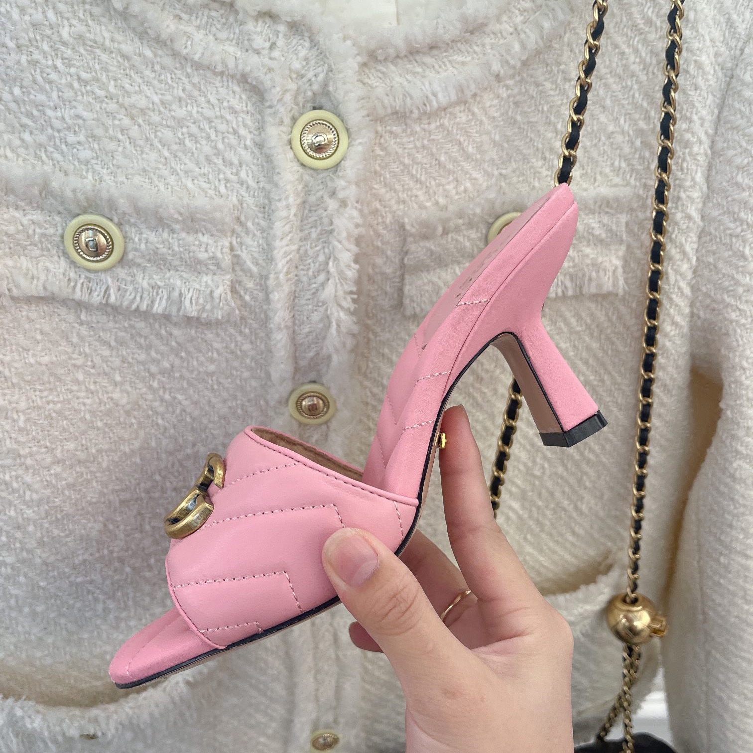 Gucci Women's Double G Slide Sandal With Heel Height Of 7.5cm - DopestKickz