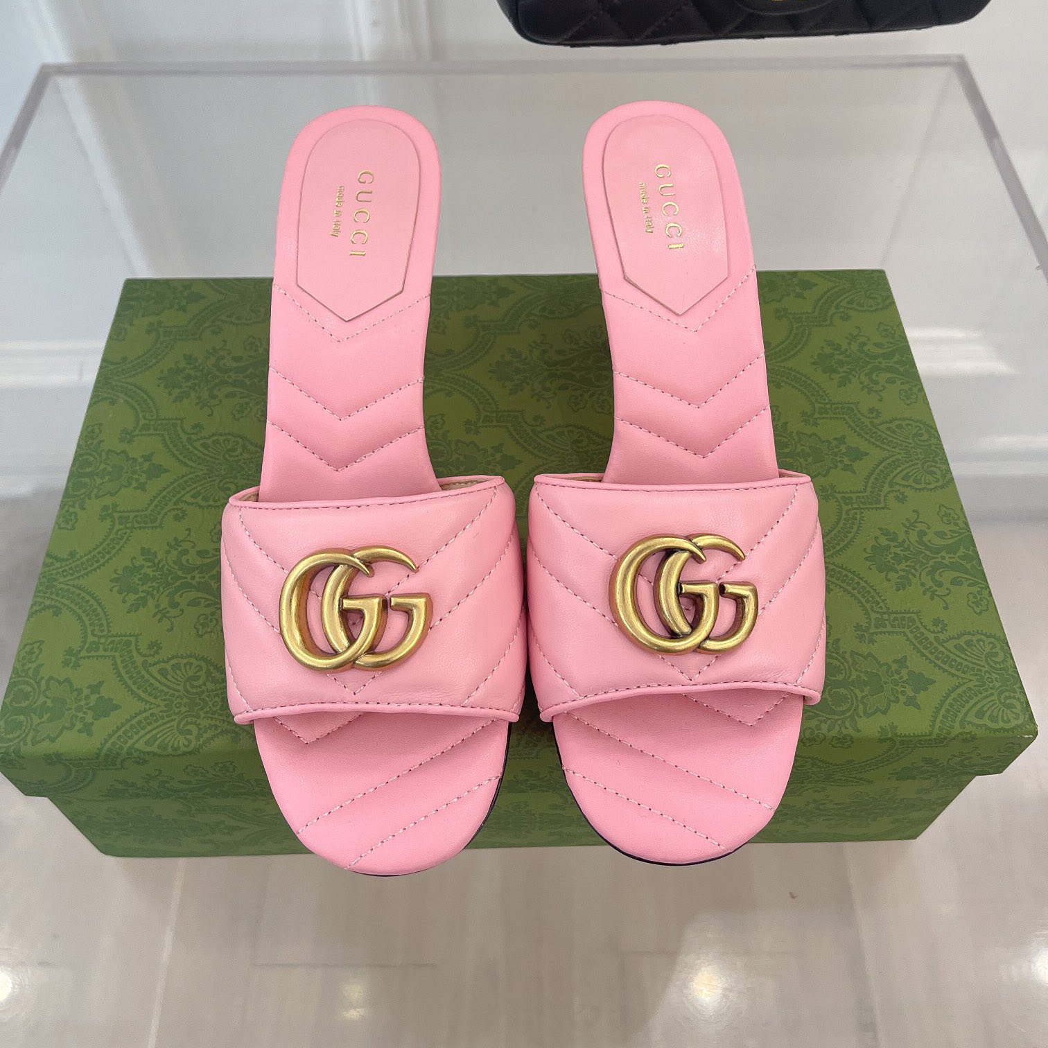 Gucci Women's Double G Slide Sandal With Heel Height Of 7.5cm - DopestKickz
