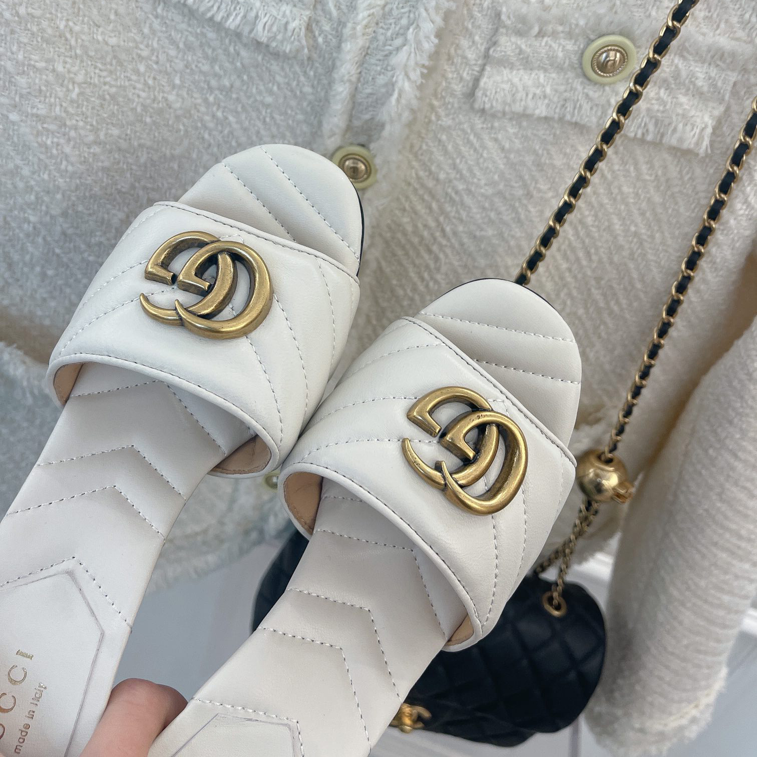 Gucci Women's Double G Slide Sandal With Heel Height Of 7.5cm - DopestKickz