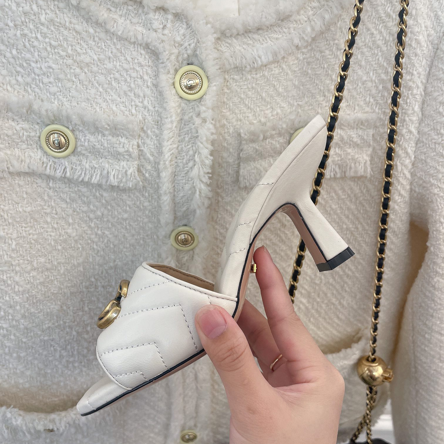 Gucci Women's Double G Slide Sandal With Heel Height Of 7.5cm - DopestKickz