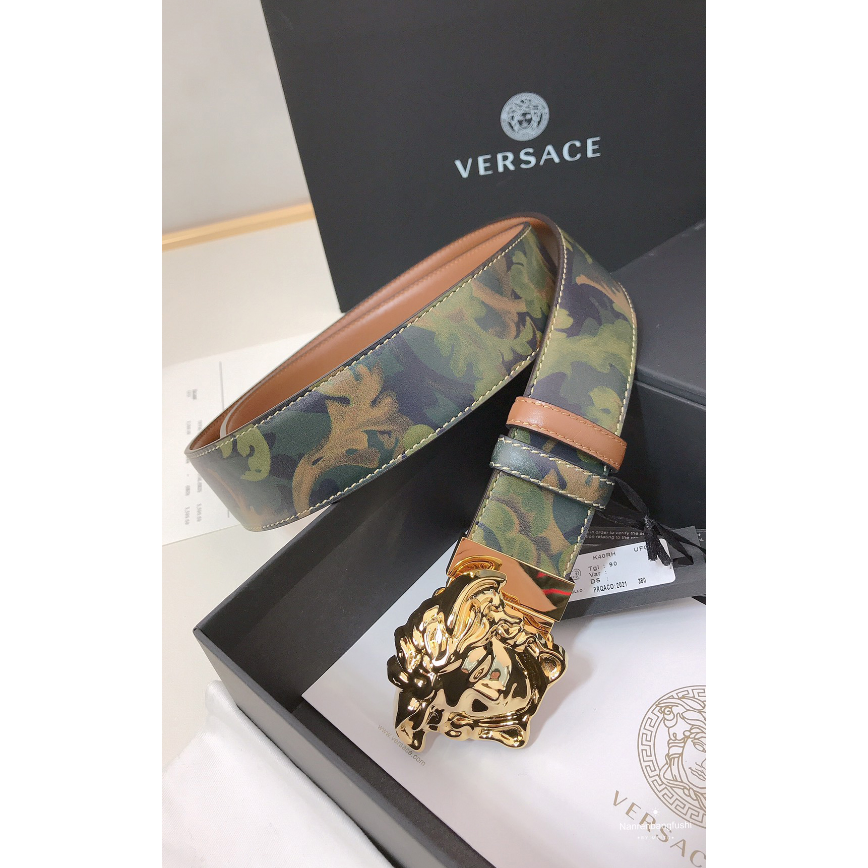 Versace Barocco Print Palazzo 40 MM Belt  - DopestKickz