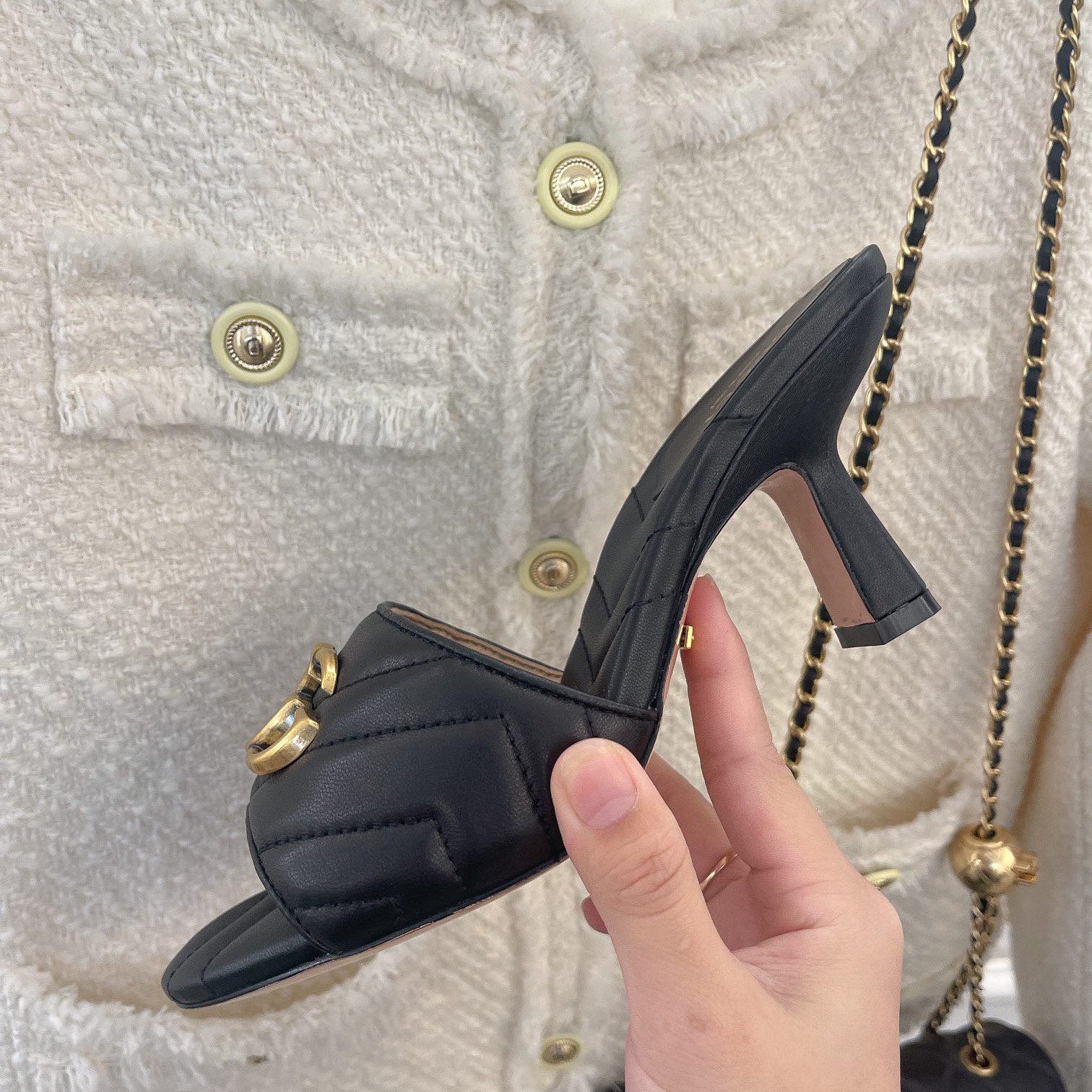 Gucci Women's Double G Slide Sandal With Heel Height Of 7.5cm - DopestKickz