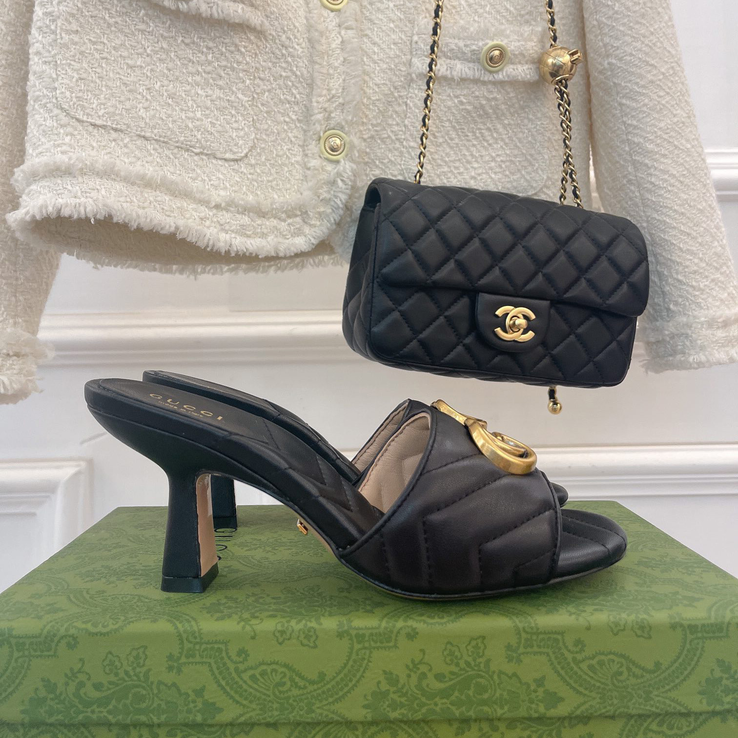 Gucci Women's Double G Slide Sandal With Heel Height Of 7.5cm - DopestKickz